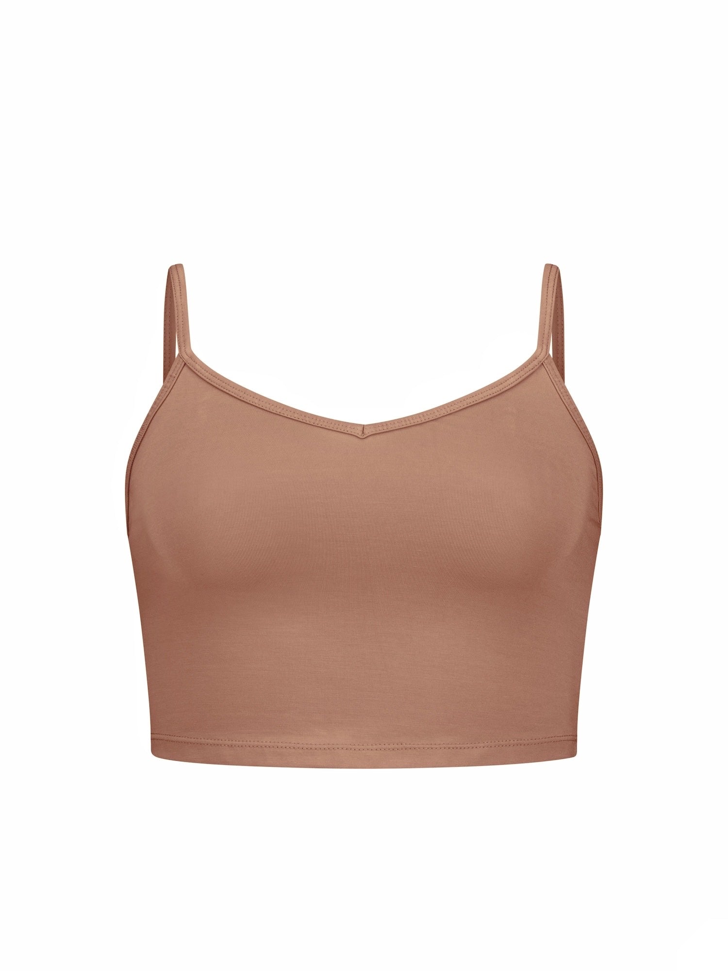 Bamboo Crop Layering Singlet Adjustable Strap - Toffee