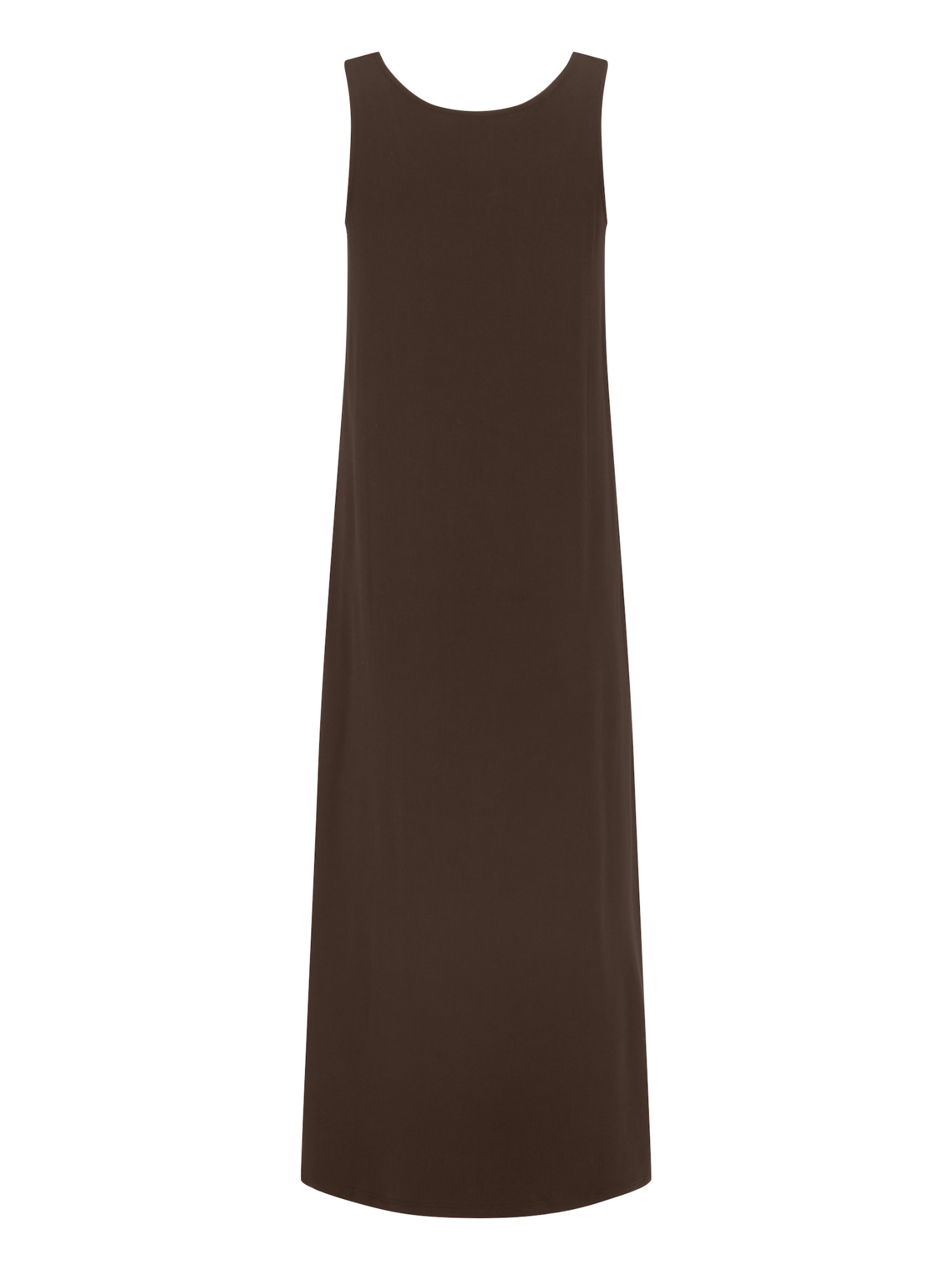 Cocoa brown reversible maxi length dress with scoop and boat necklines, women's bamboo clothing