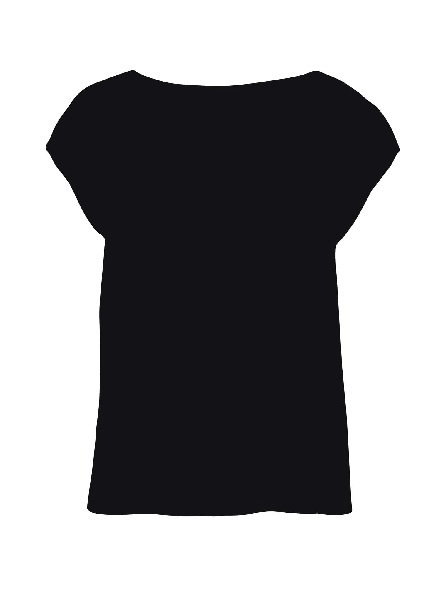 Reversible bamboo black cap sleeved boxy t-shirt with boat and relaxed v necklines, women's bamboo clothing