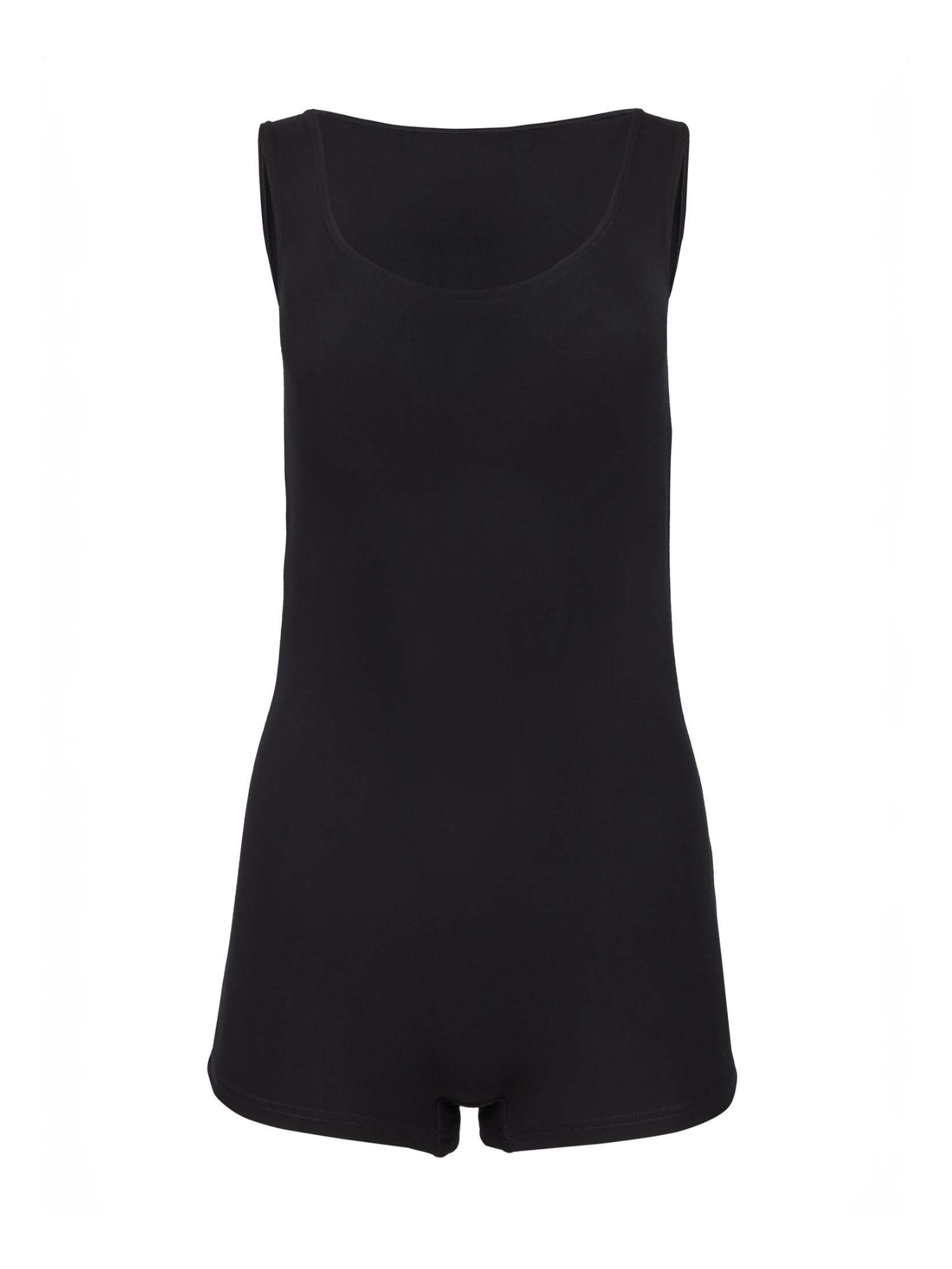 reversible black boyleg bodysuit with scoop and boat necklines, women's bamboo clothing