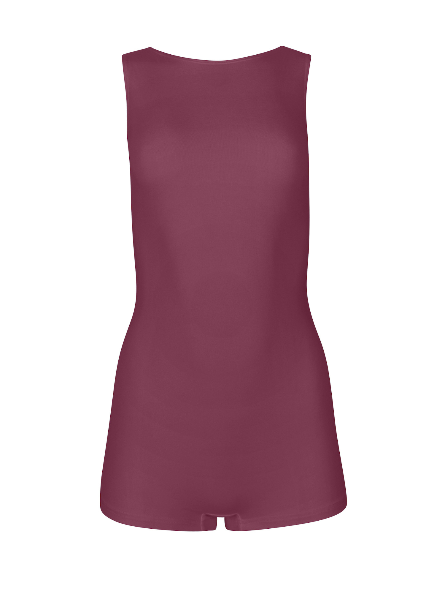 reversible Aubergine maroon boyleg bodysuit with scoop and boat necklines, women's bamboo clothing