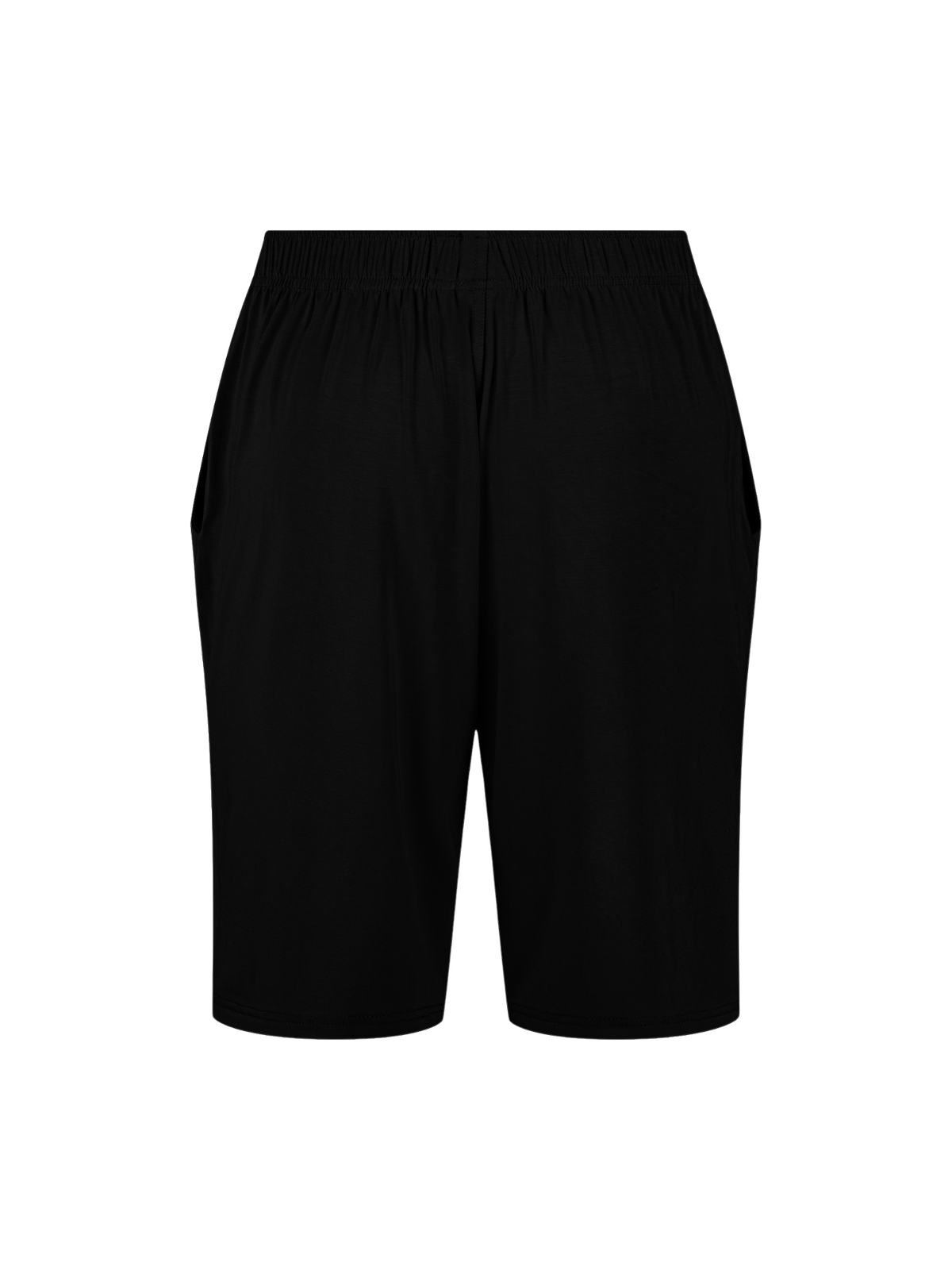 Men's knee length black casual shorts with elasticised waist, drawstring and deep pockets, men's bamboo clothing