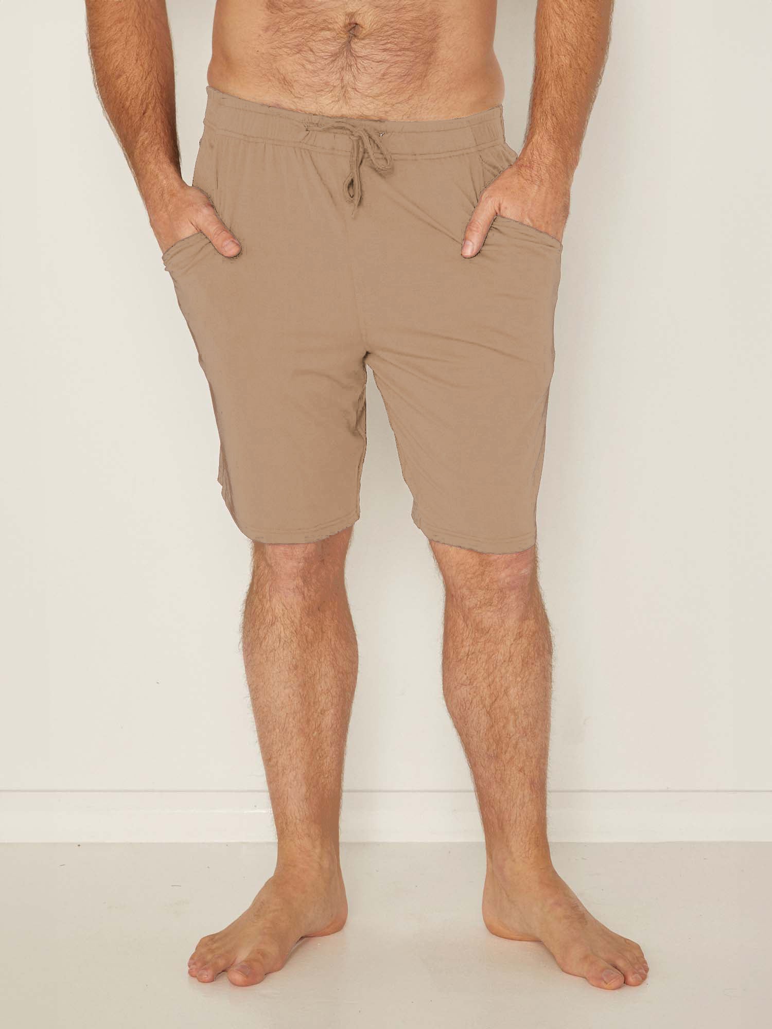 Male model wears Bamboo Casual Shorts in Caramel