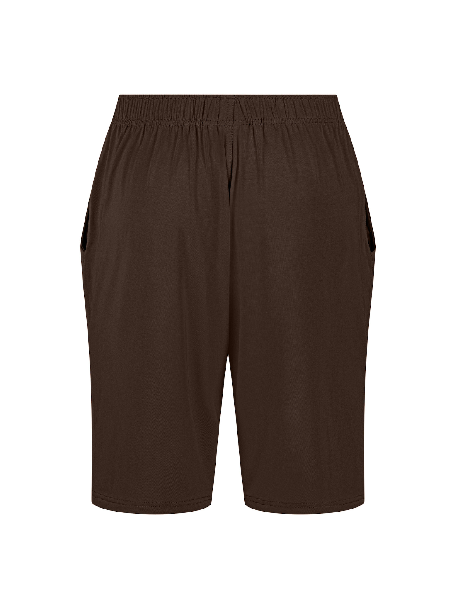 Men's knee length Cocoa brown casual shorts with elasticised waist, drawstring and deep pockets, men's bamboo clothing