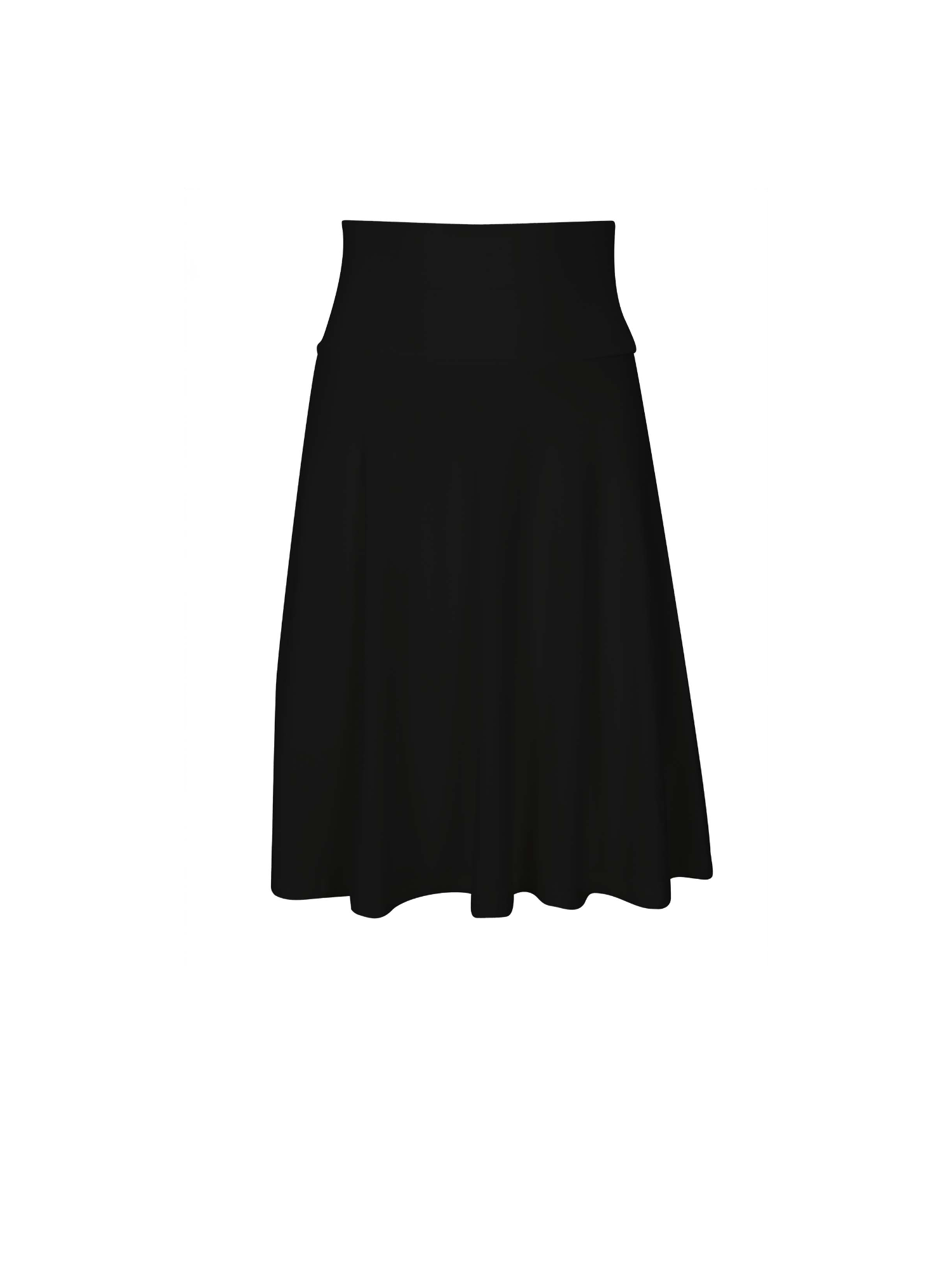 Black swing style swishy mini skirt with adjustable high waistband, women's bamboo clothing