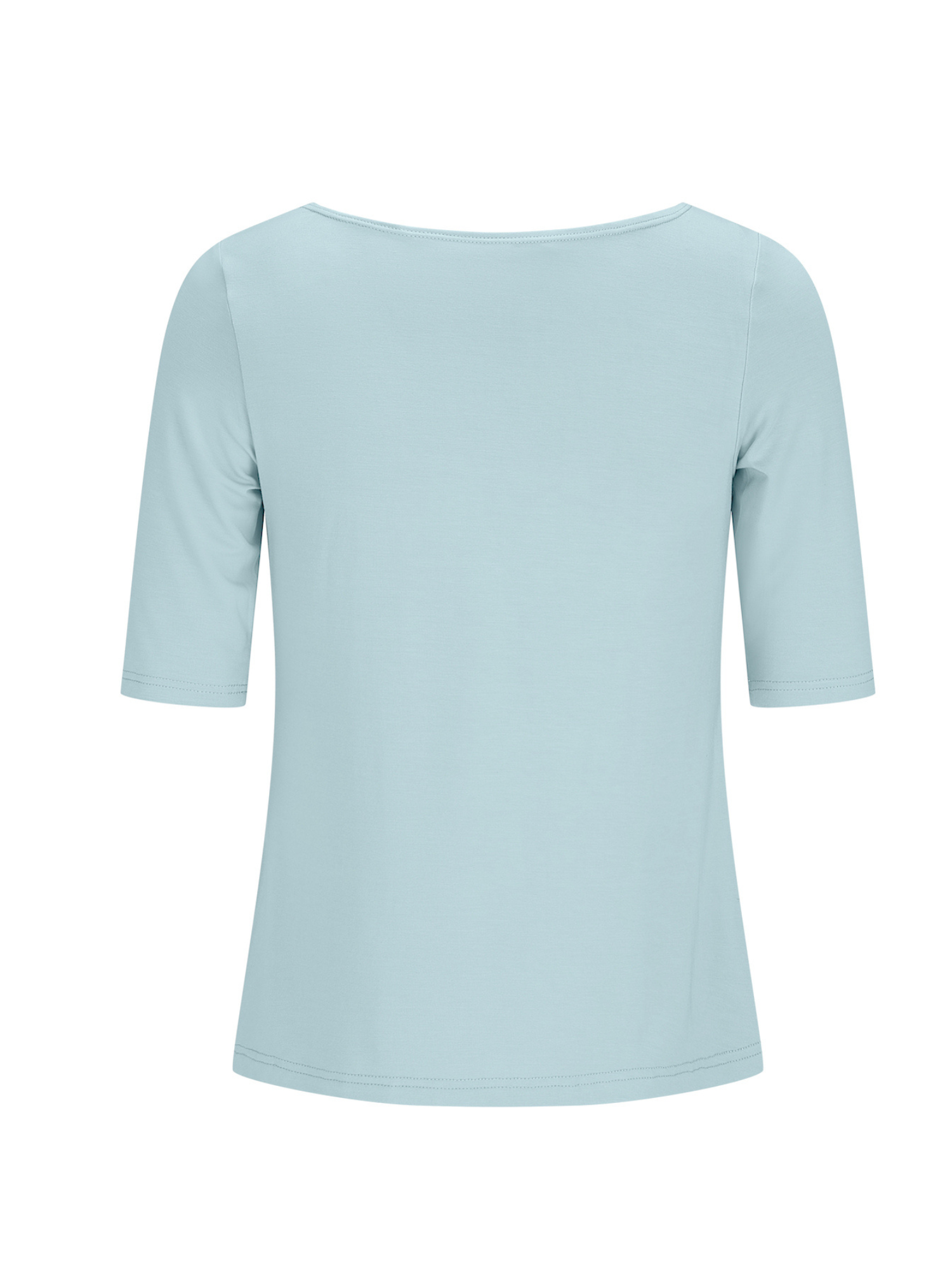 Light Topaz blue boat neck mid sleeve t-shirt on a white background, Womens bamboo clothing