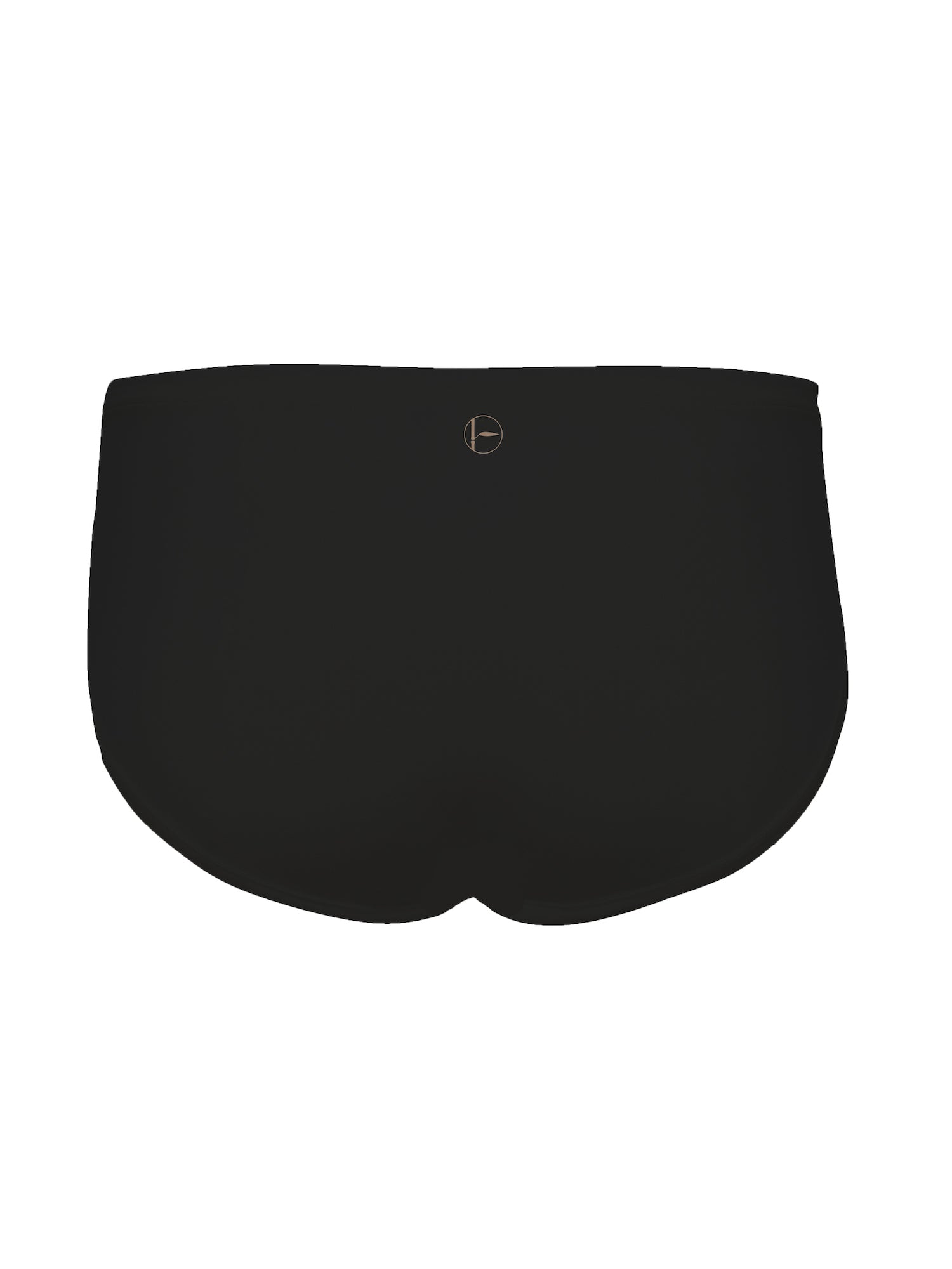 Model wearing a black full brief with mid waist and soft leg banding to lift and shape bottom, women's bamboo underwear