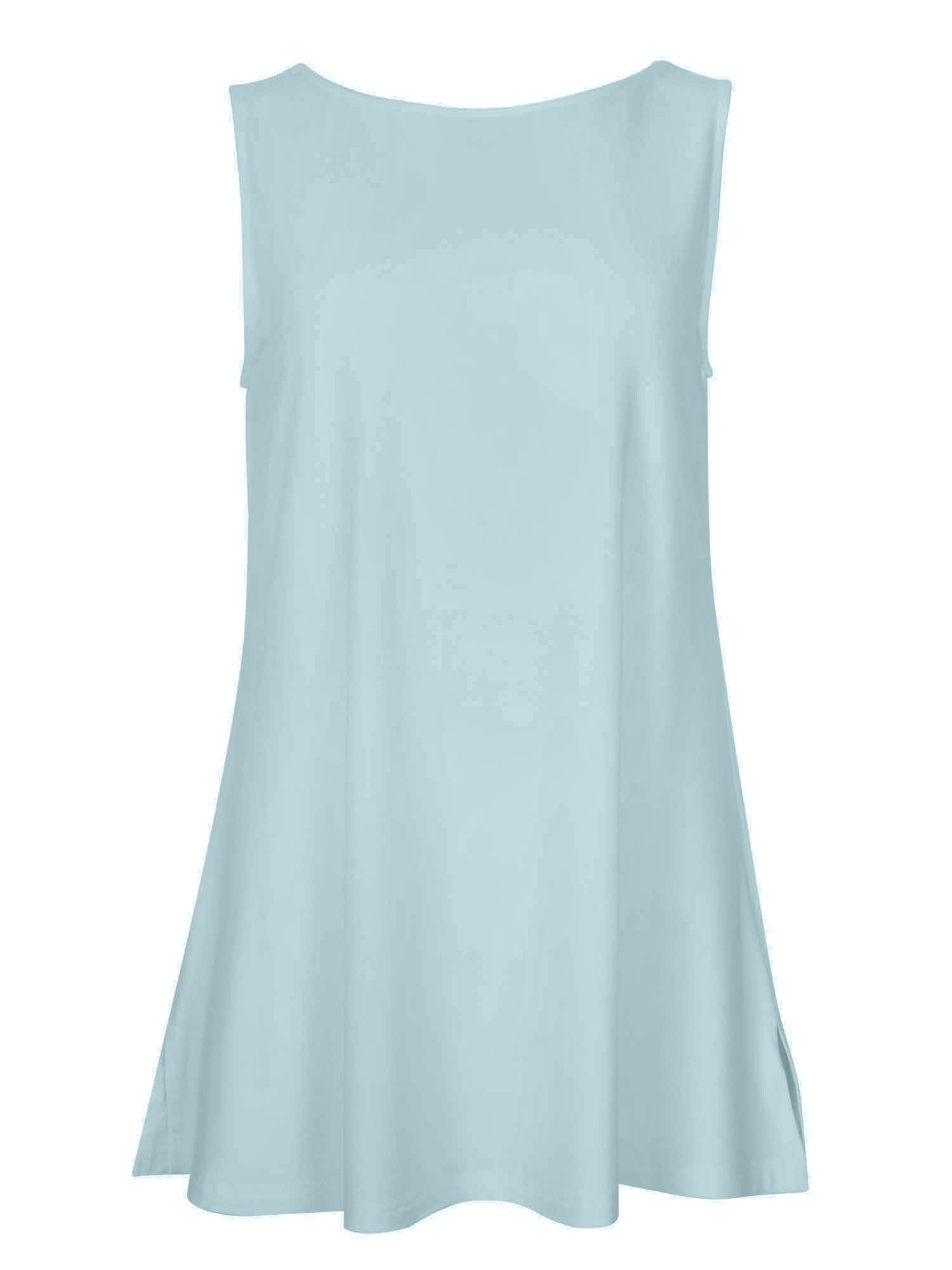 Bamboo light topaz blue sleeveless dress on a white background