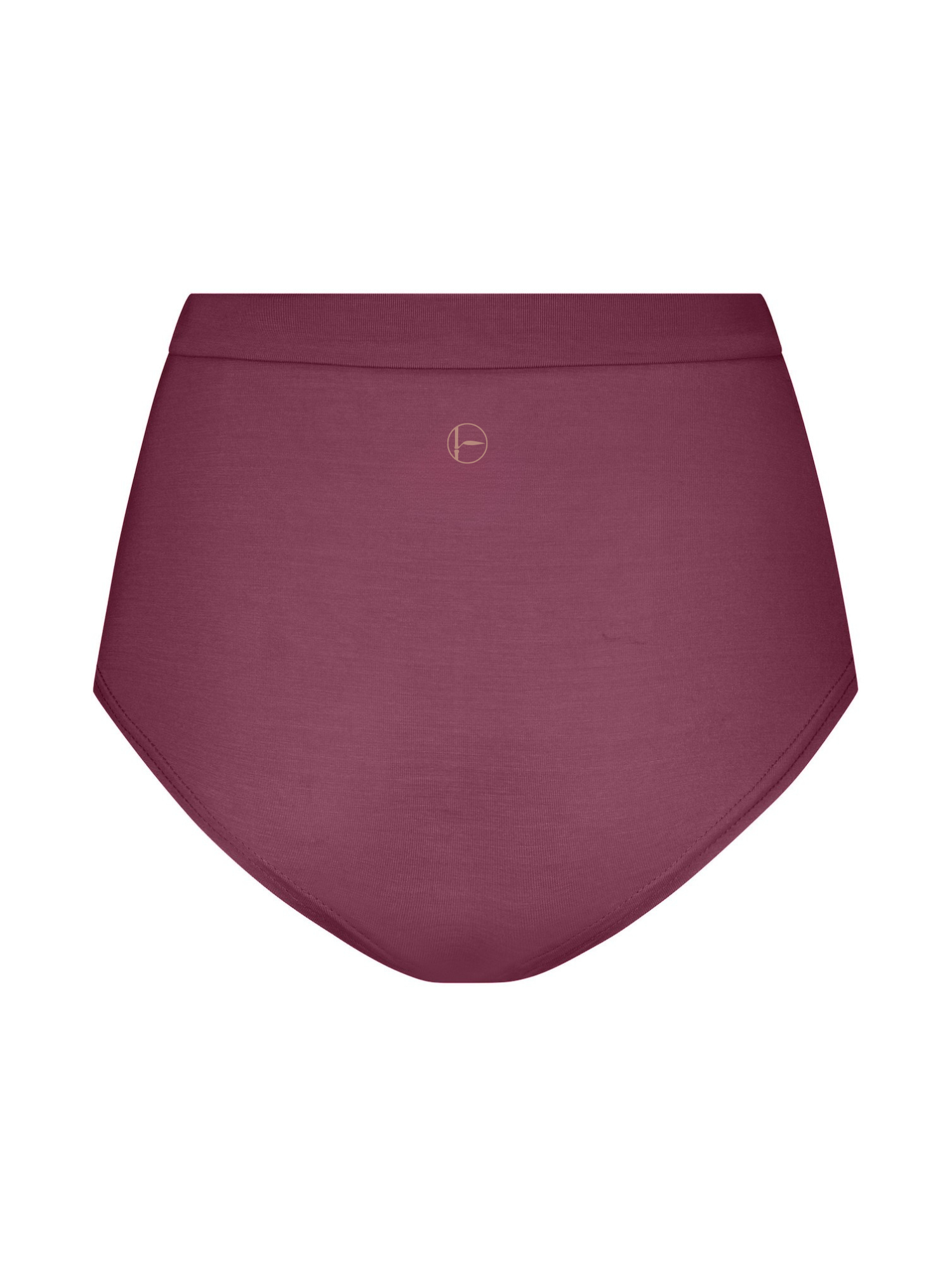 Aubergine maroon high-waisted underwear on a white background, women's bamboo clothing