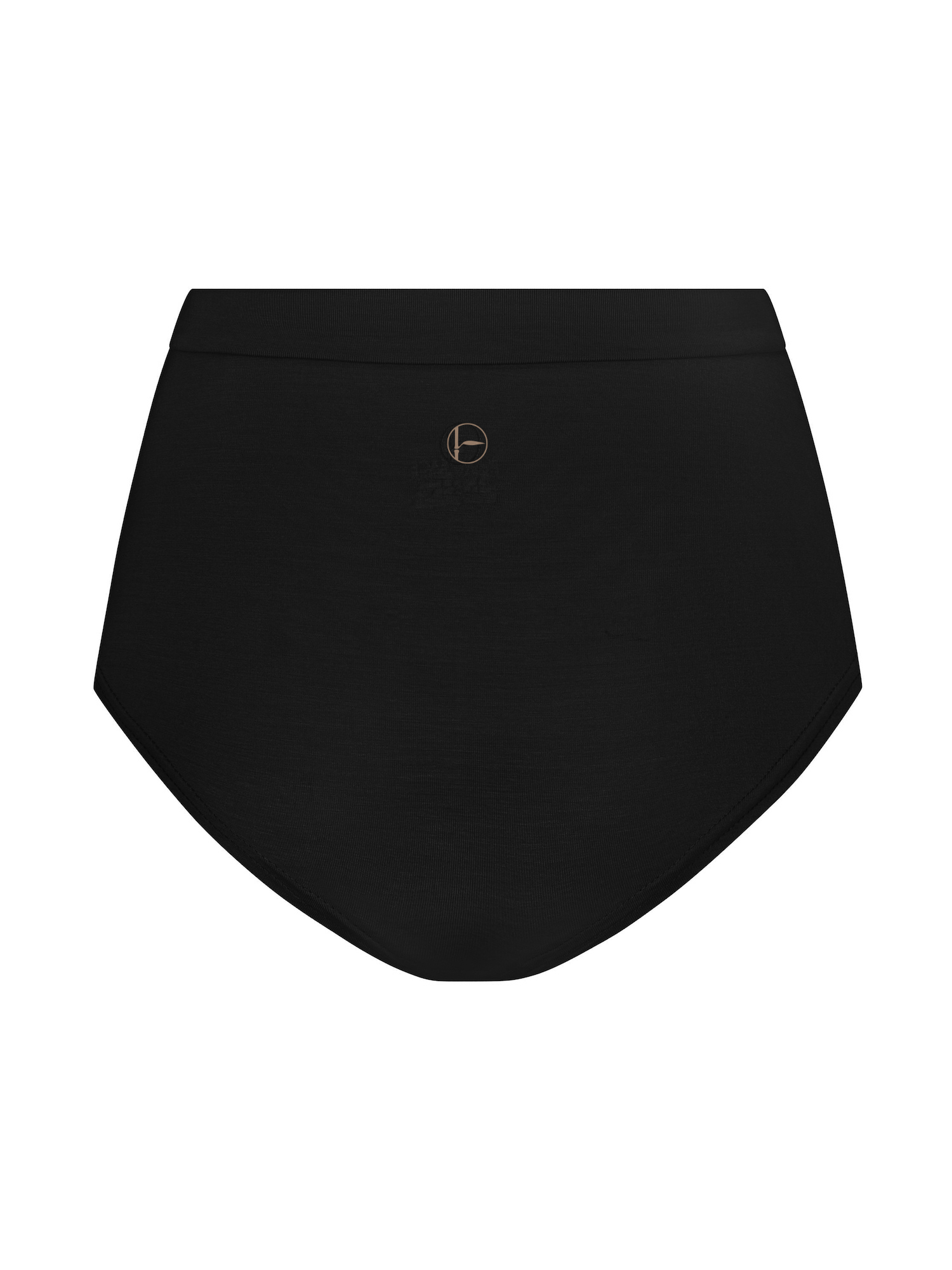 black high waisted full brief with mid leg opening and double layered waistband, women's bamboo underwear