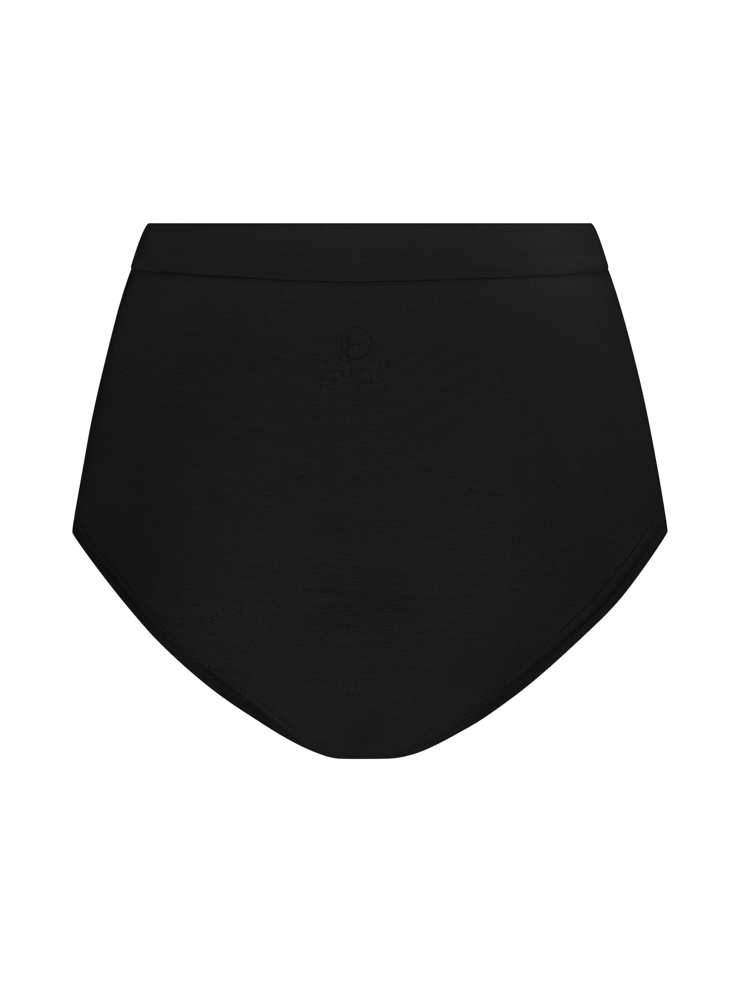 black high waisted full brief with mid leg opening and double layered waistband, women's bamboo underwear