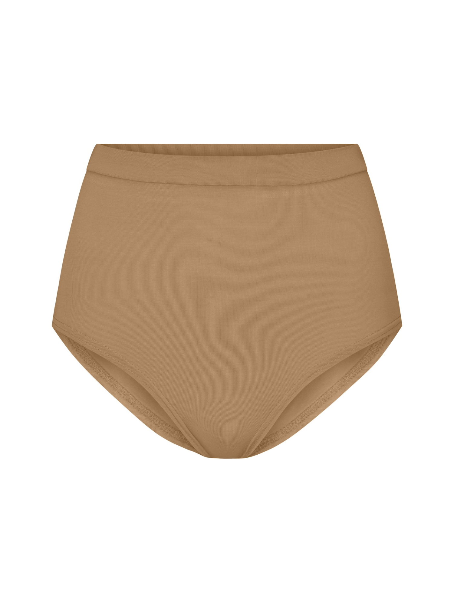 Toffee brown high-waisted full brief on a white background