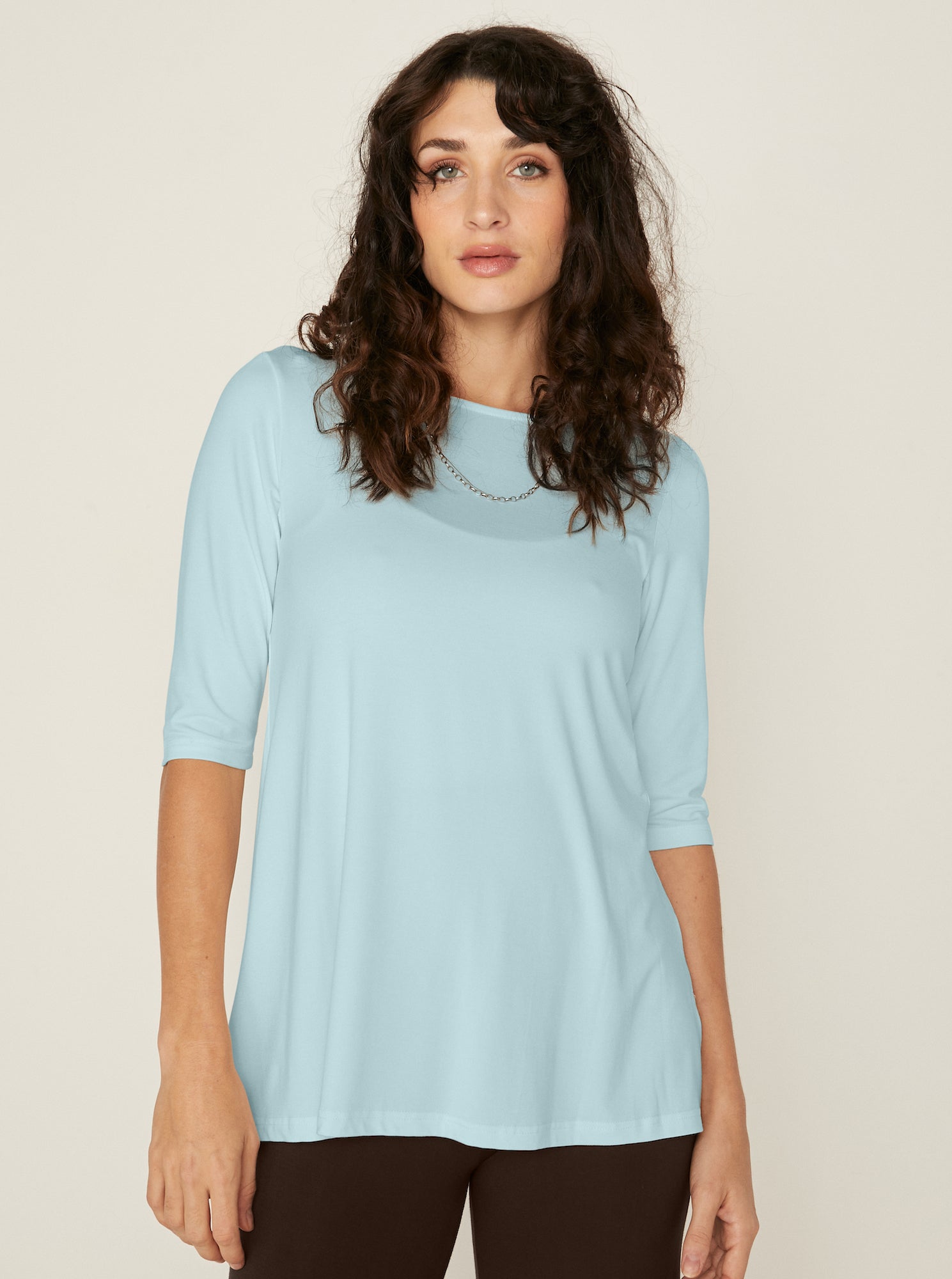 Bamboo Mid Sleeve T Shirt - Topaz
