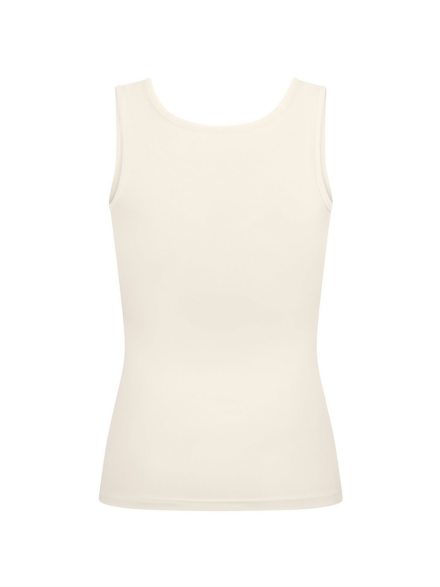 reversible cream classic singlet with scoop and boat necklines and a fitted body, women's bamboo clothing