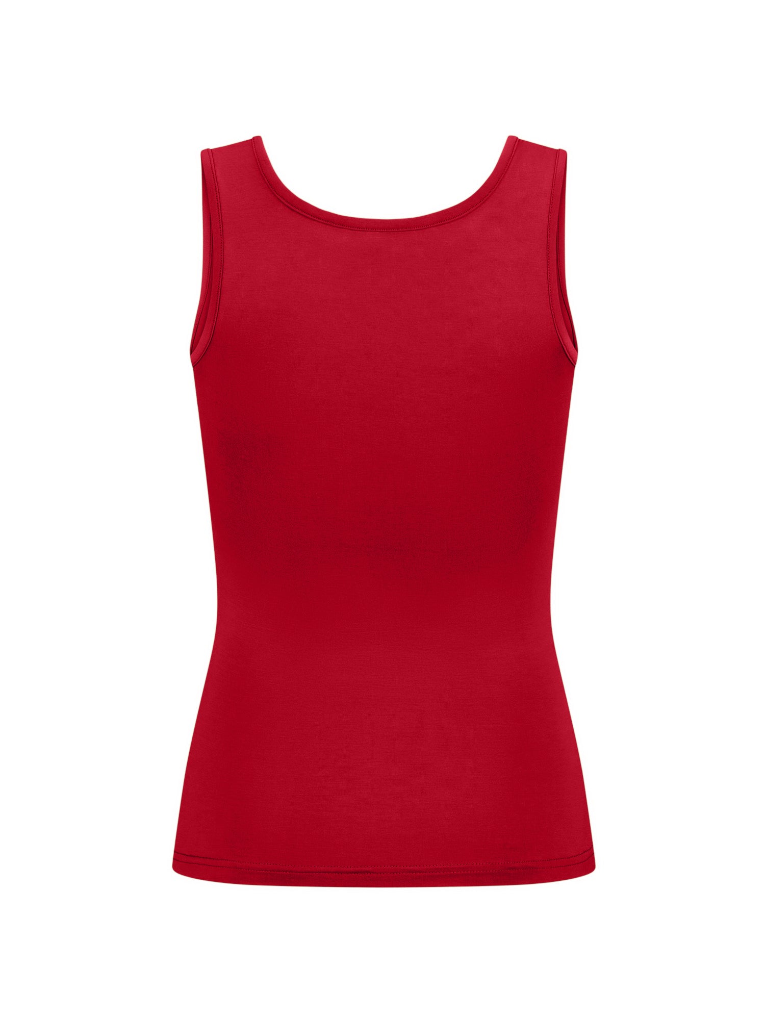 Reversible chili pepper red classic singlet with scoop and boat necklines, fitted body, women's bamboo clothing