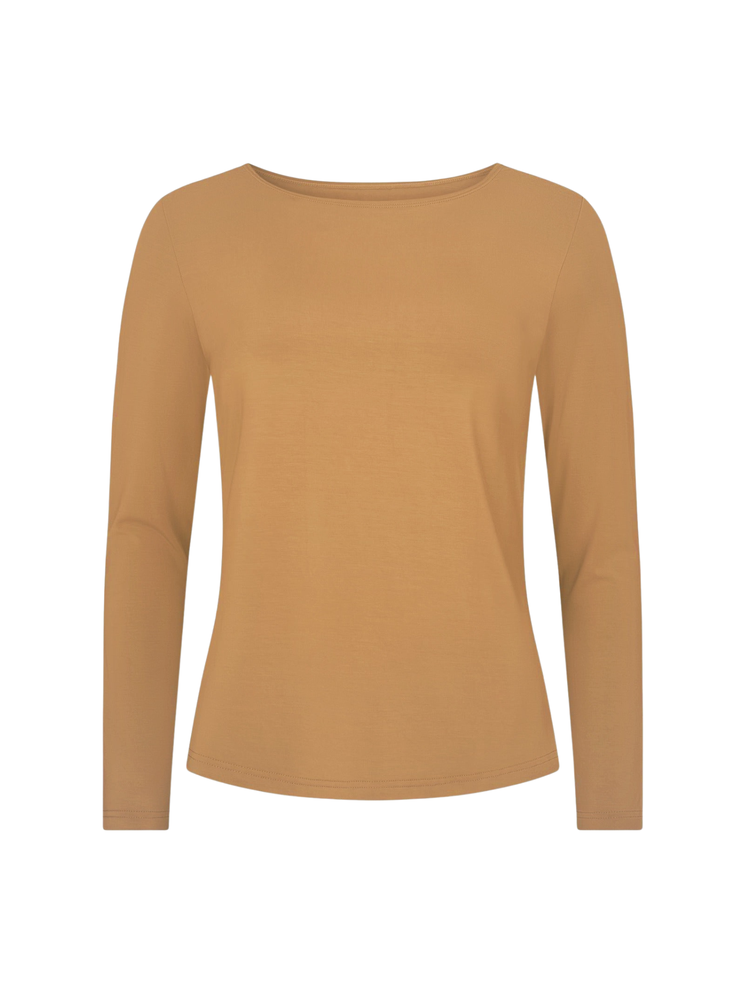 Bamboo Boat Neck Long Sleeve Tee - Toffee