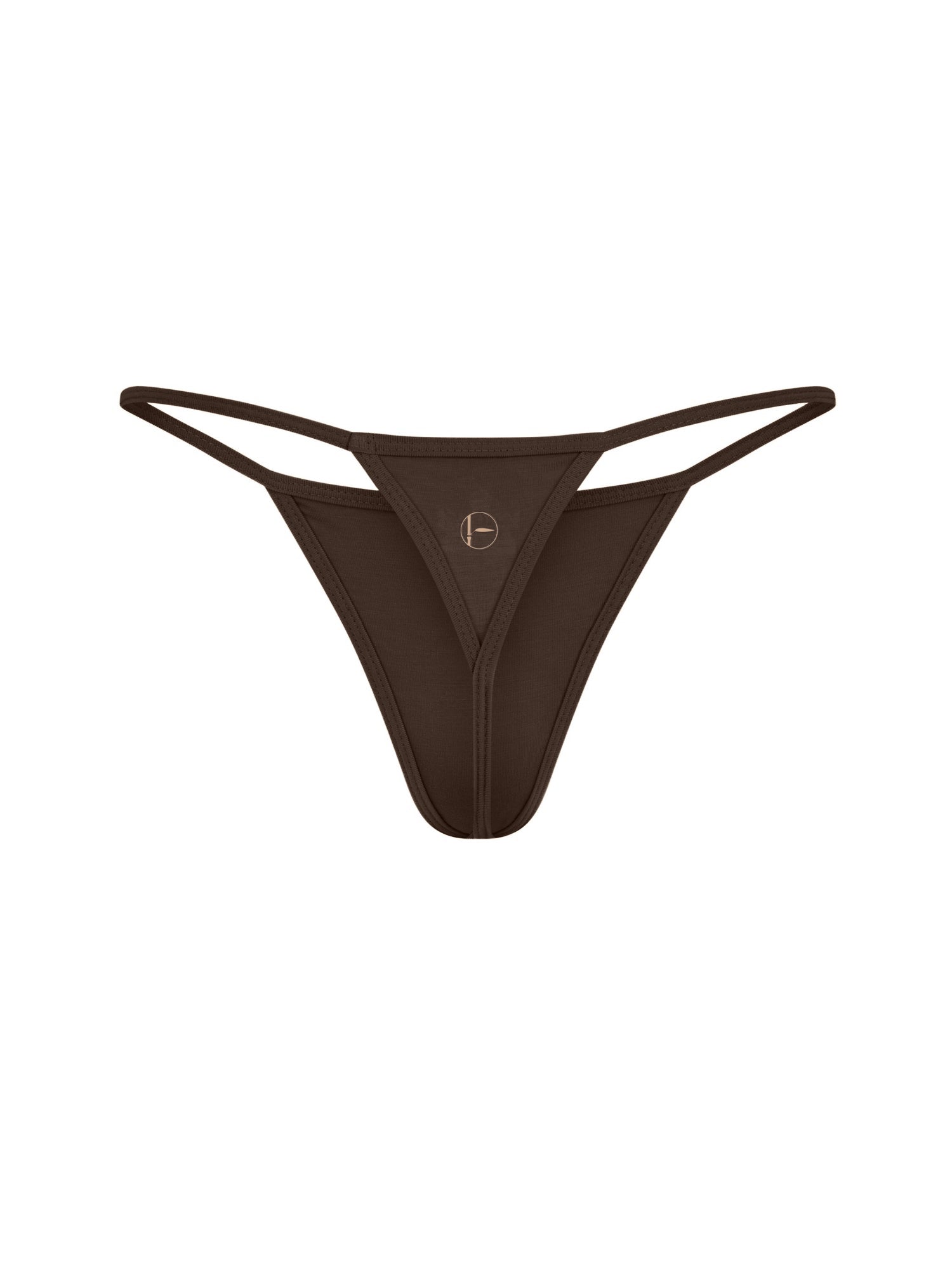 Brown barely there, string style g-string, women's bamboo underwear