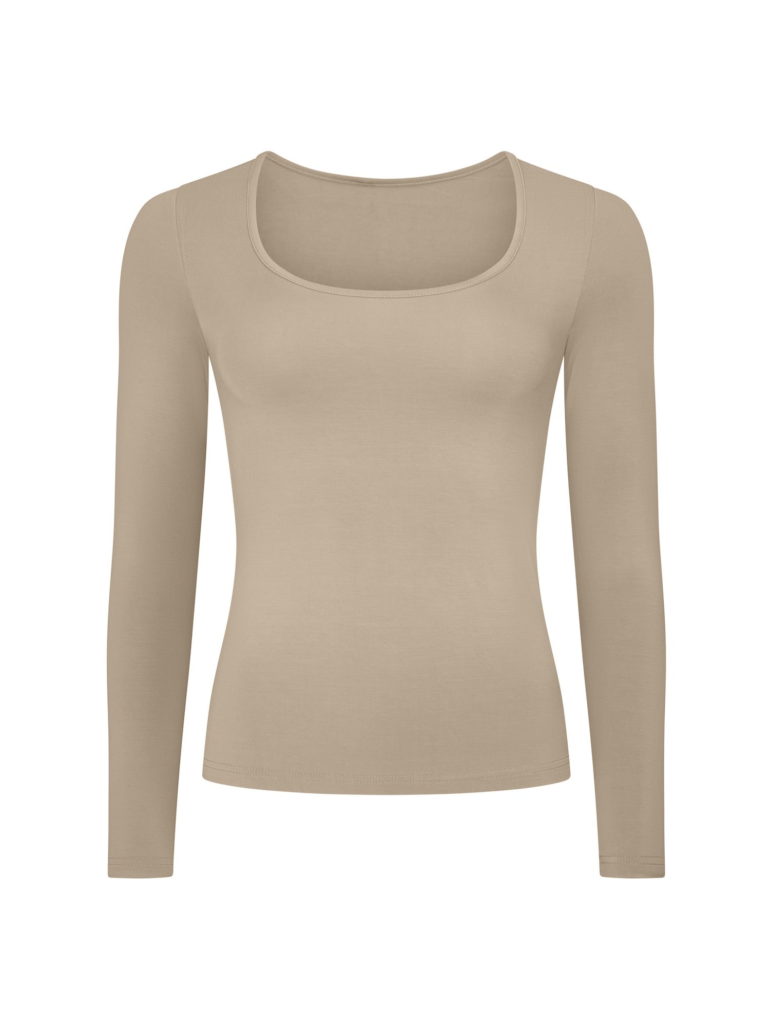 Bamboo Scoop Neck Long Sleeve Tee - Caramel