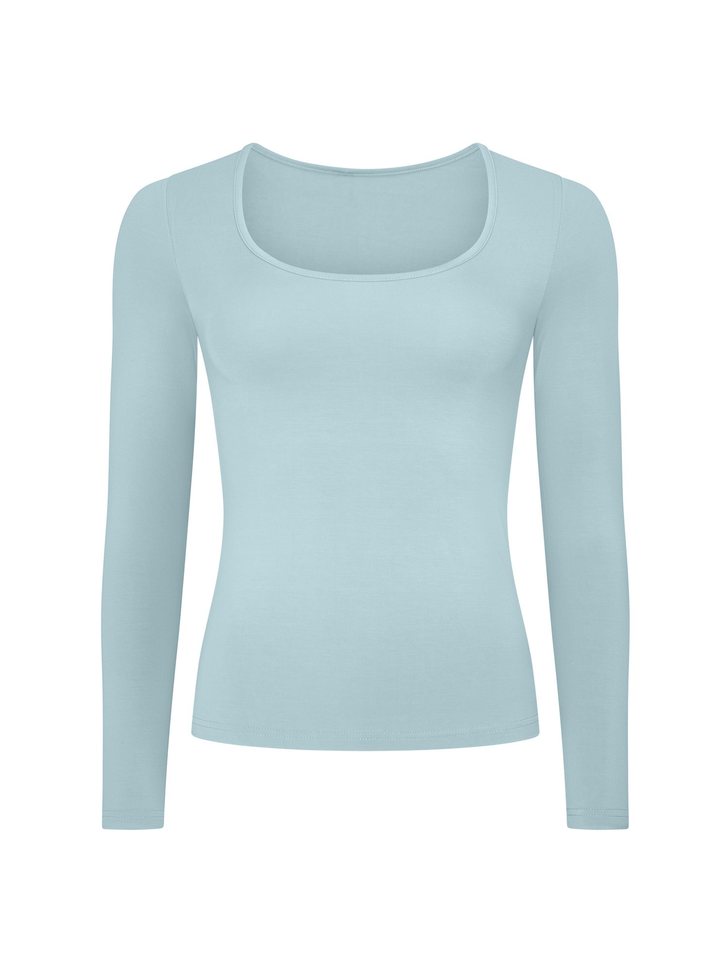 Bamboo Scoop Neck Long Sleeve Tee - Topaz