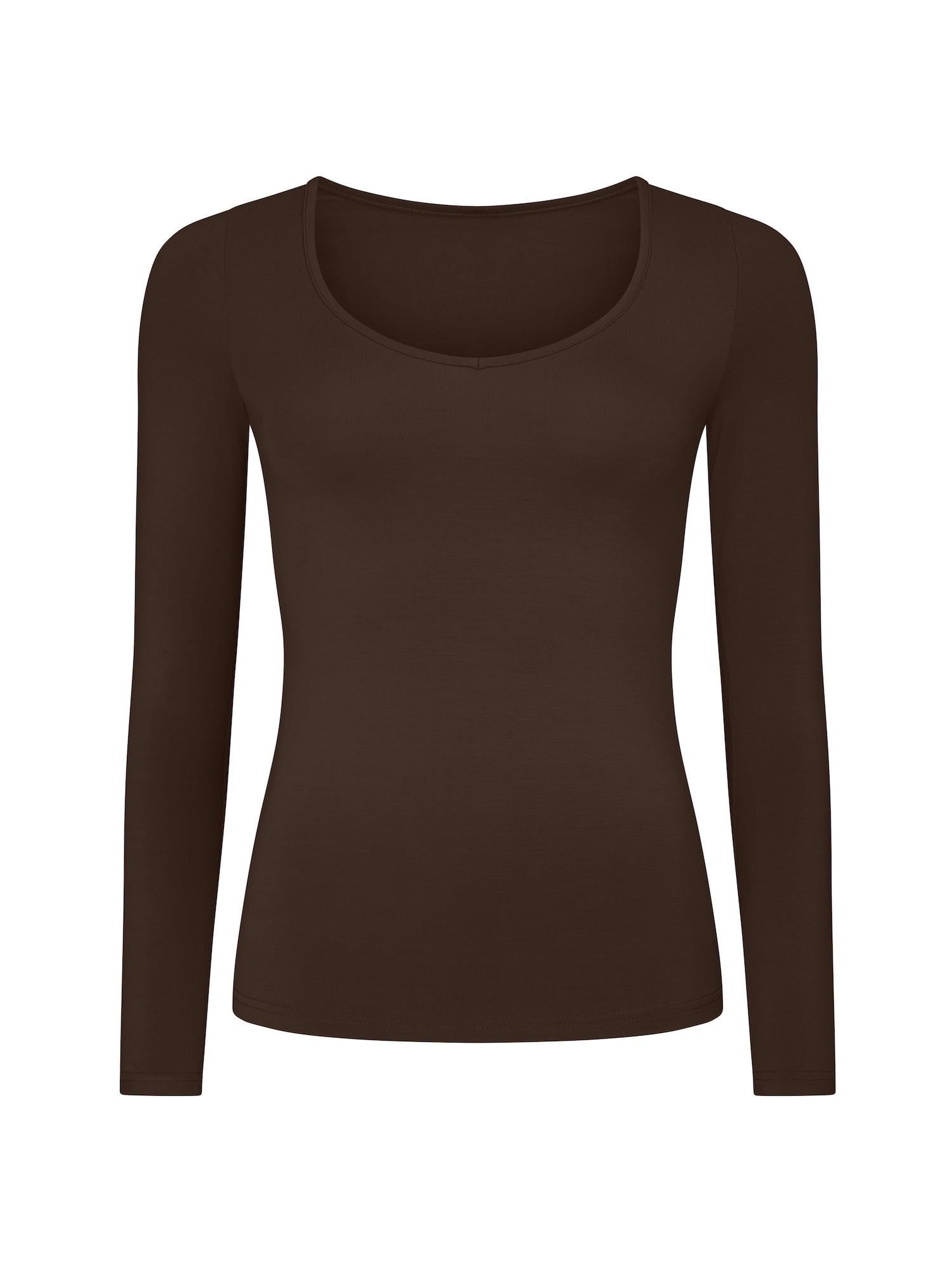 Bamboo V Neck Long Sleeve Tee 2.0 - Cocoa