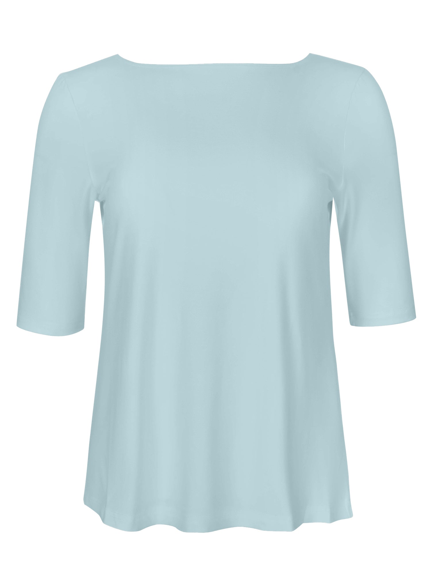 Bamboo Boat Neck Mid Sleeve Tee - Topaz