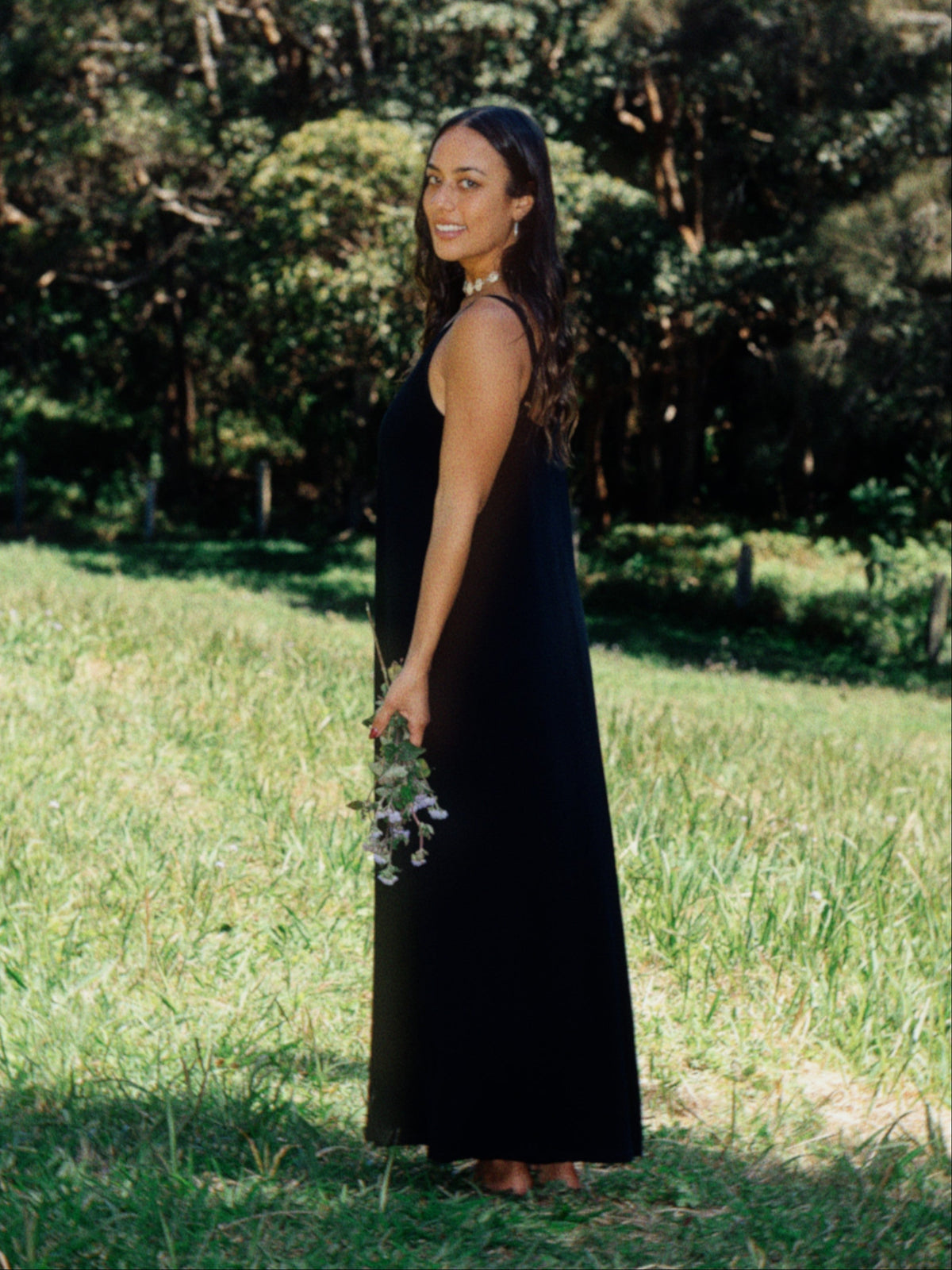 Bamboo Swing Maxi Dress - Black