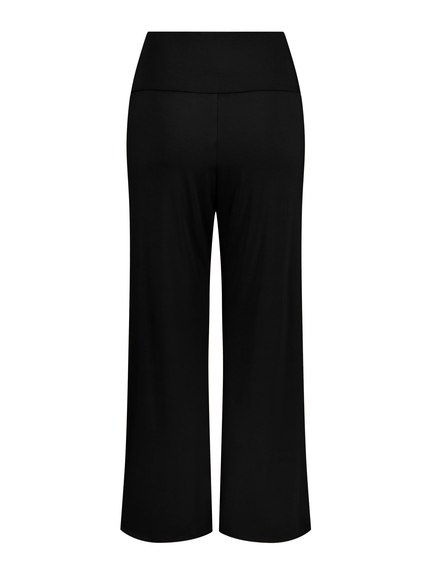 Black 7/8 length resort pants, double layered adjustable high waistband, classic design, women's bamboo clothing