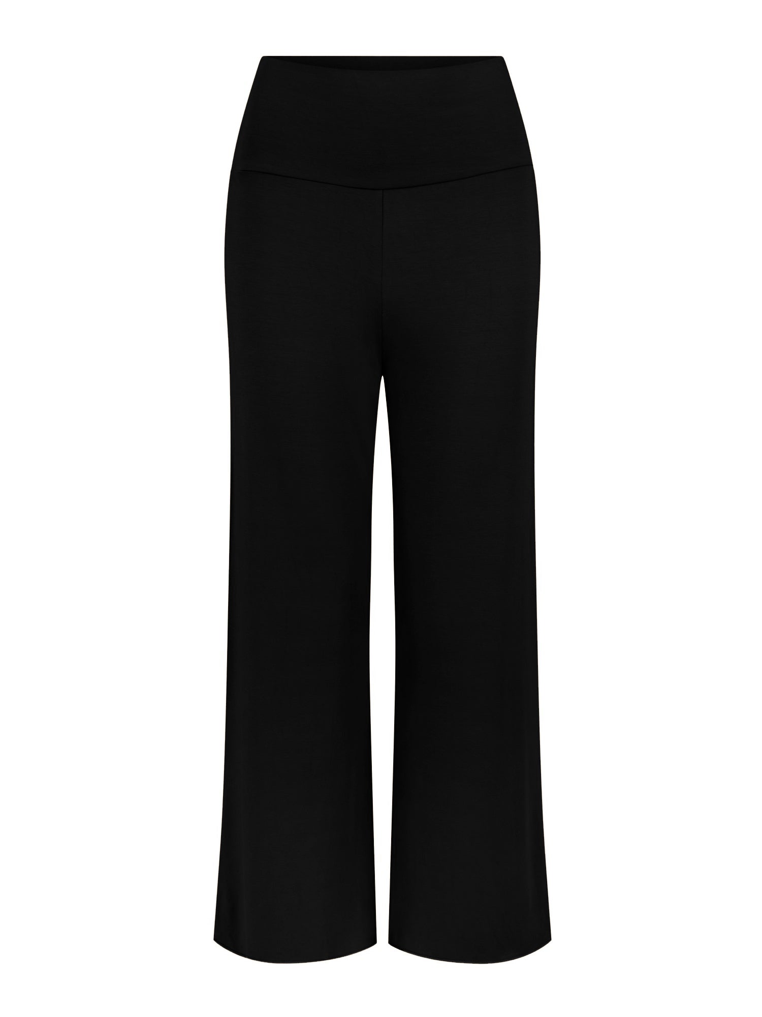 Black 7/8 length resort pants, double layered adjustable high waistband, classic design, women's bamboo clothing