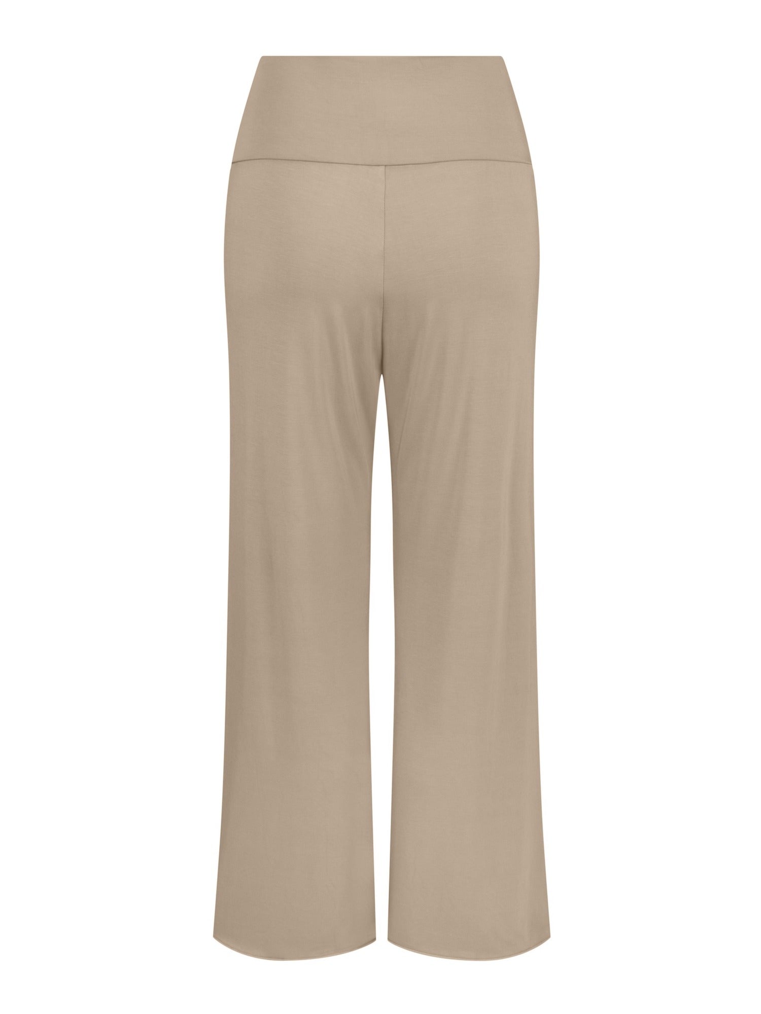 caramel 7/8 length resort pants, double layered adjustable high waistband, classic design, women's bamboo clothing