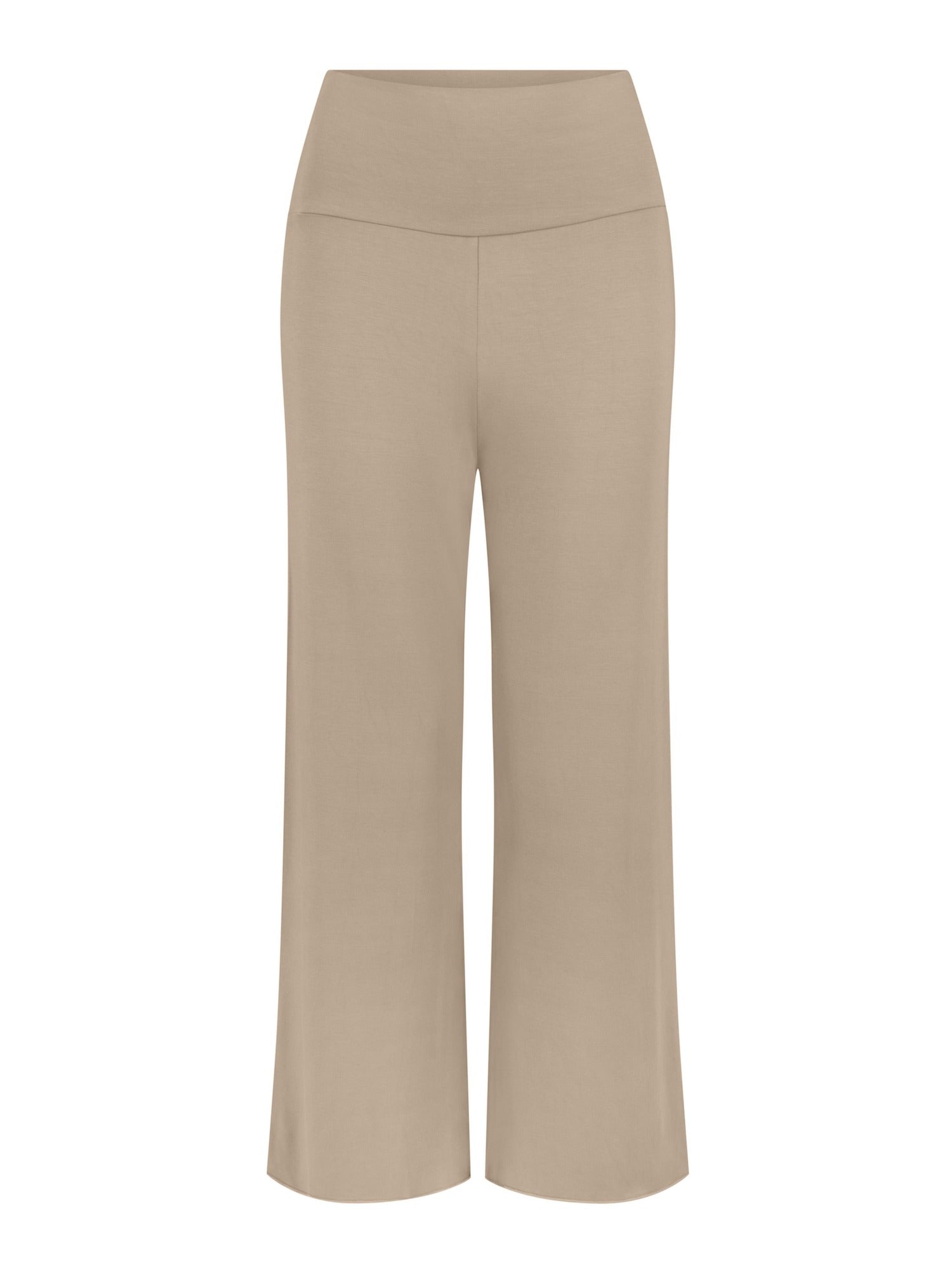 caramel 7/8 length resort pants, double layered adjustable high waistband, classic design, women's bamboo clothing