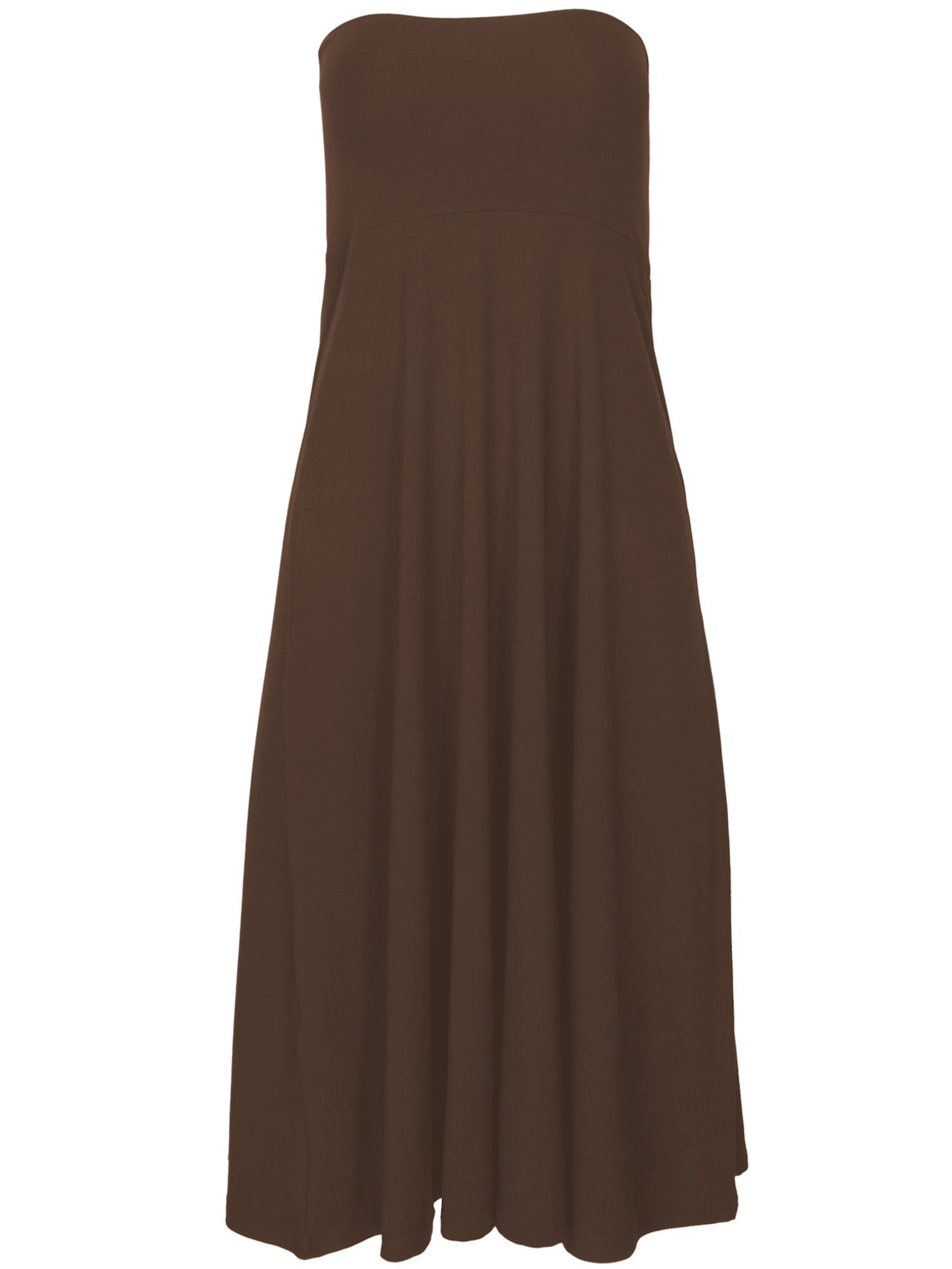 Cocoa swing style long swishy skirt, converts to dress, mid - low calf length, double layered deep waistband, women's bamboo clothing