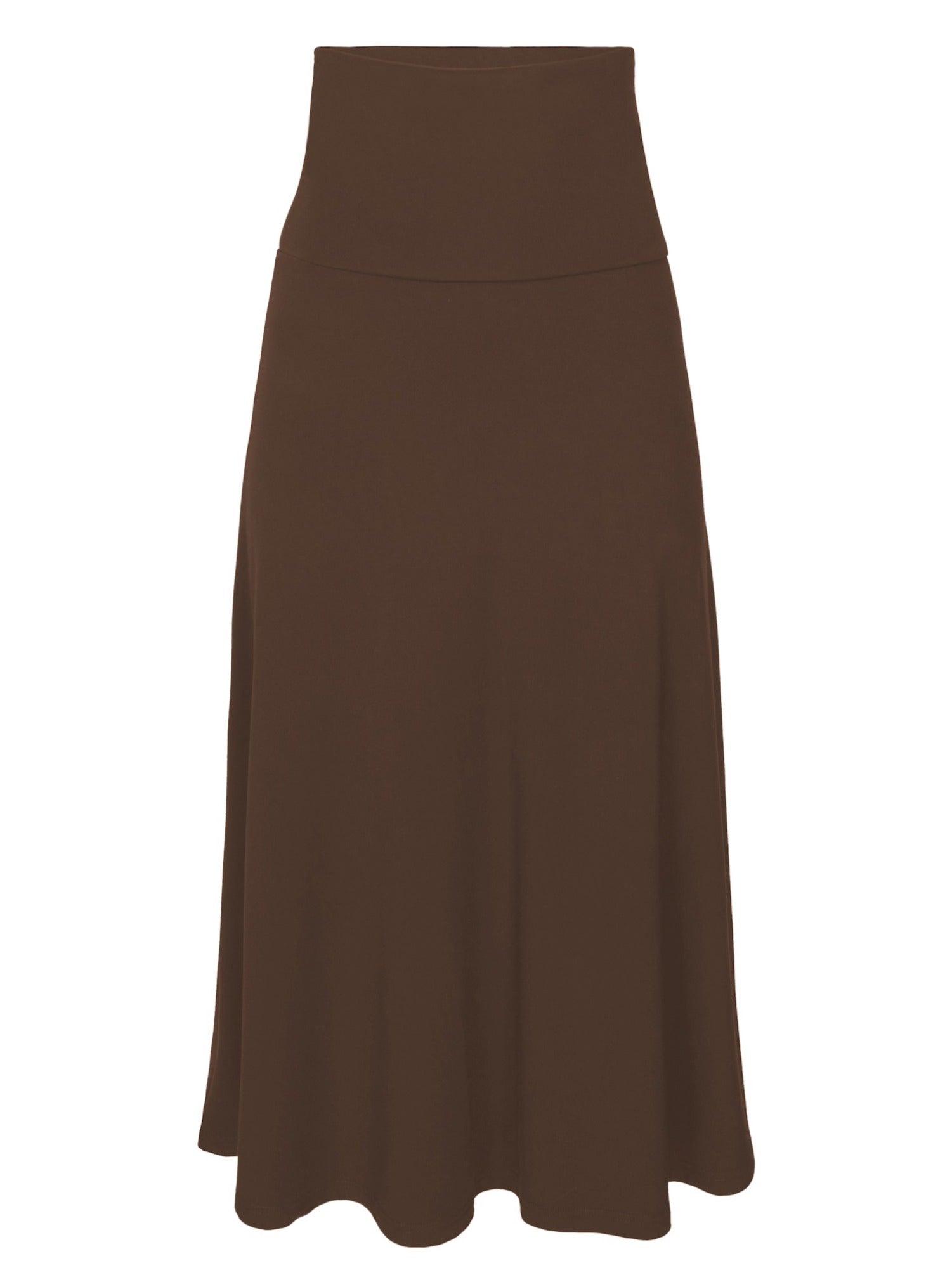Cocoa swing style long swishy skirt, converts to dress, mid - low calf length, double layered deep waistband, women's bamboo clothing