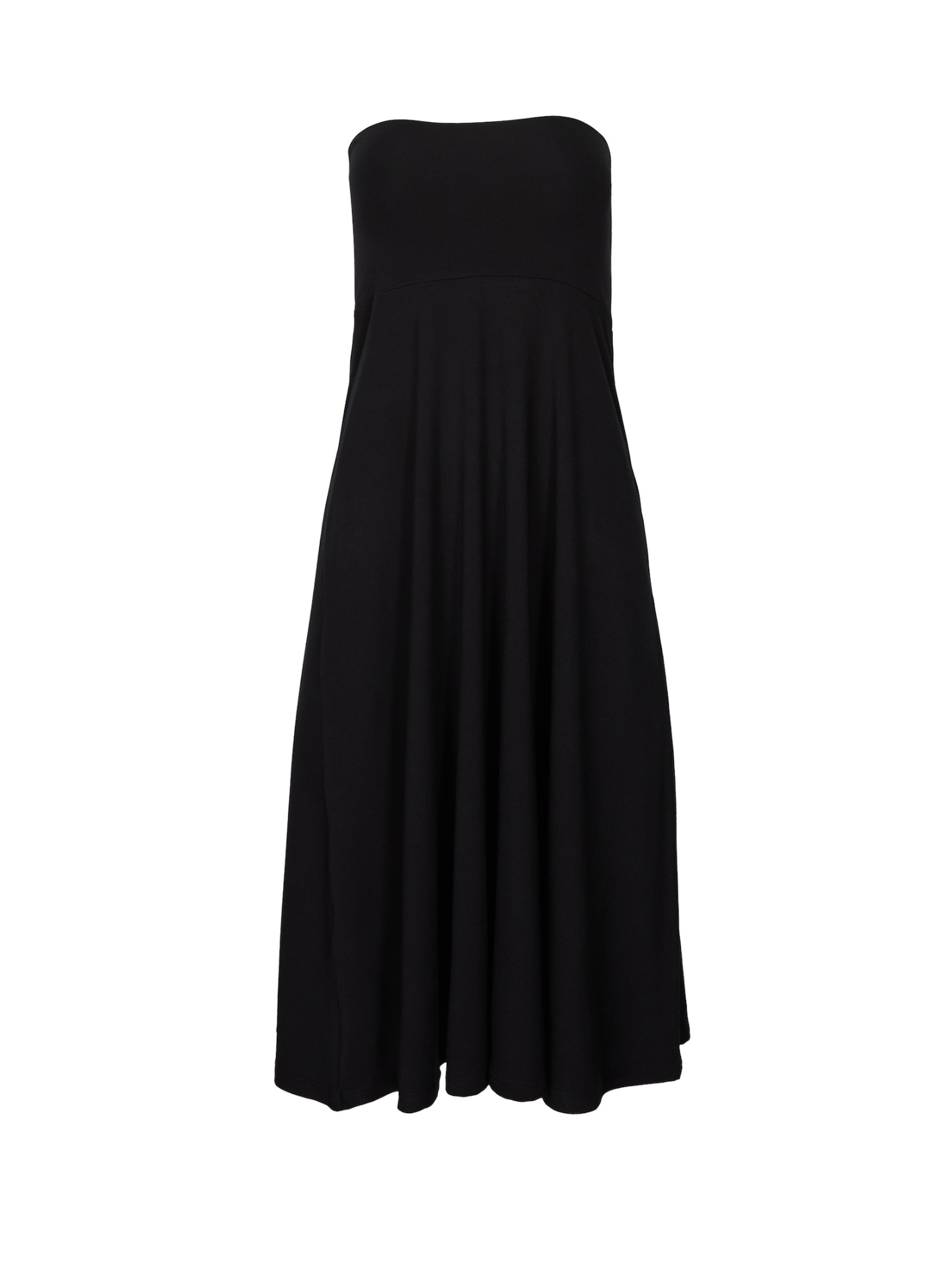 Black swing style long swishy skirt, converts to strapless dress, double layered deep waistband, women's bamboo clothing