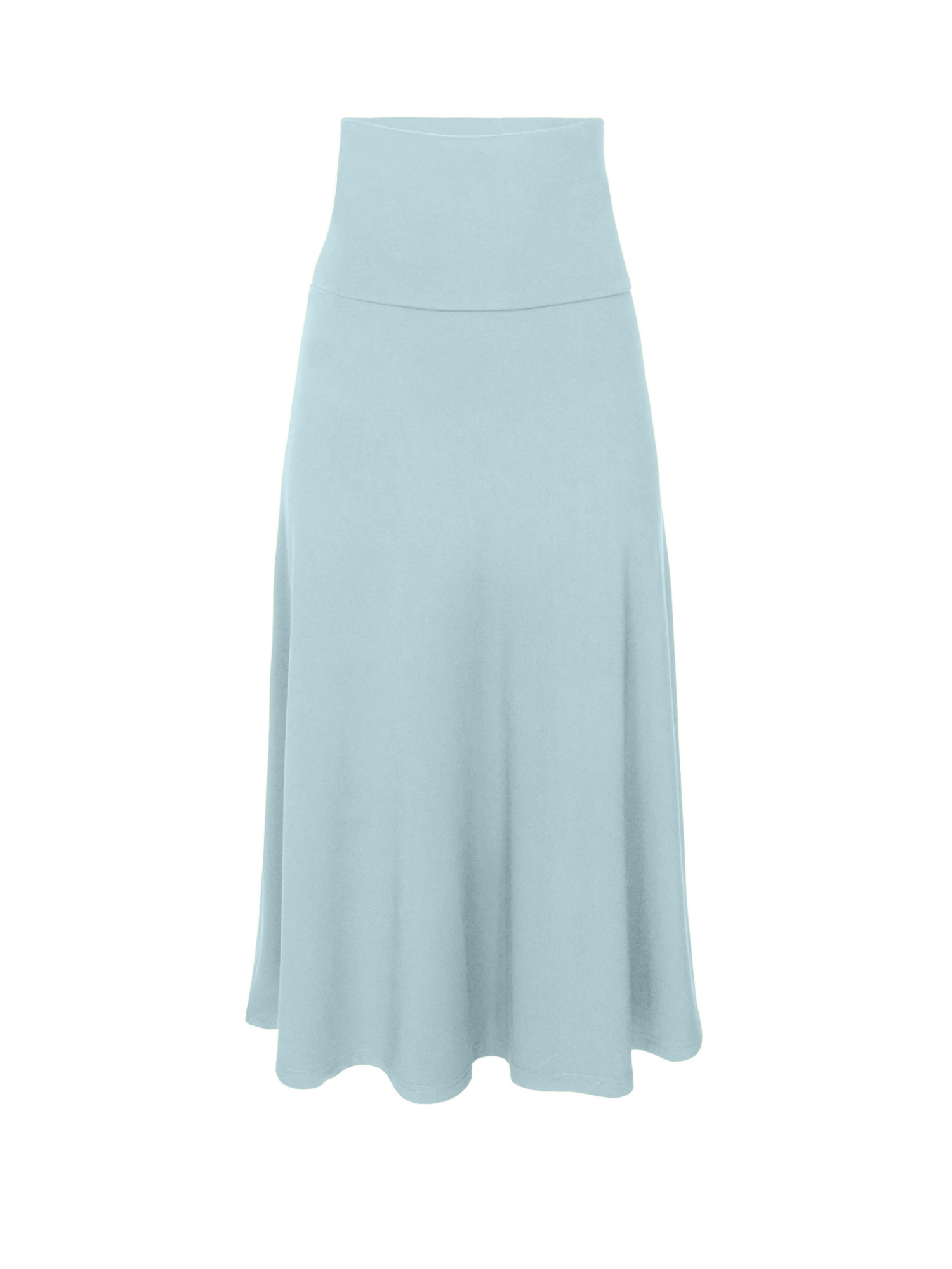 Topaz blue bamboo swishy a-line skirt on a white background