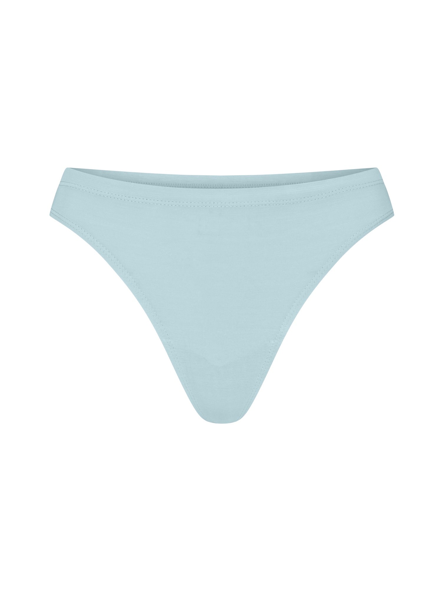 Bamboo light topaz blue hip g-string on a neutral background