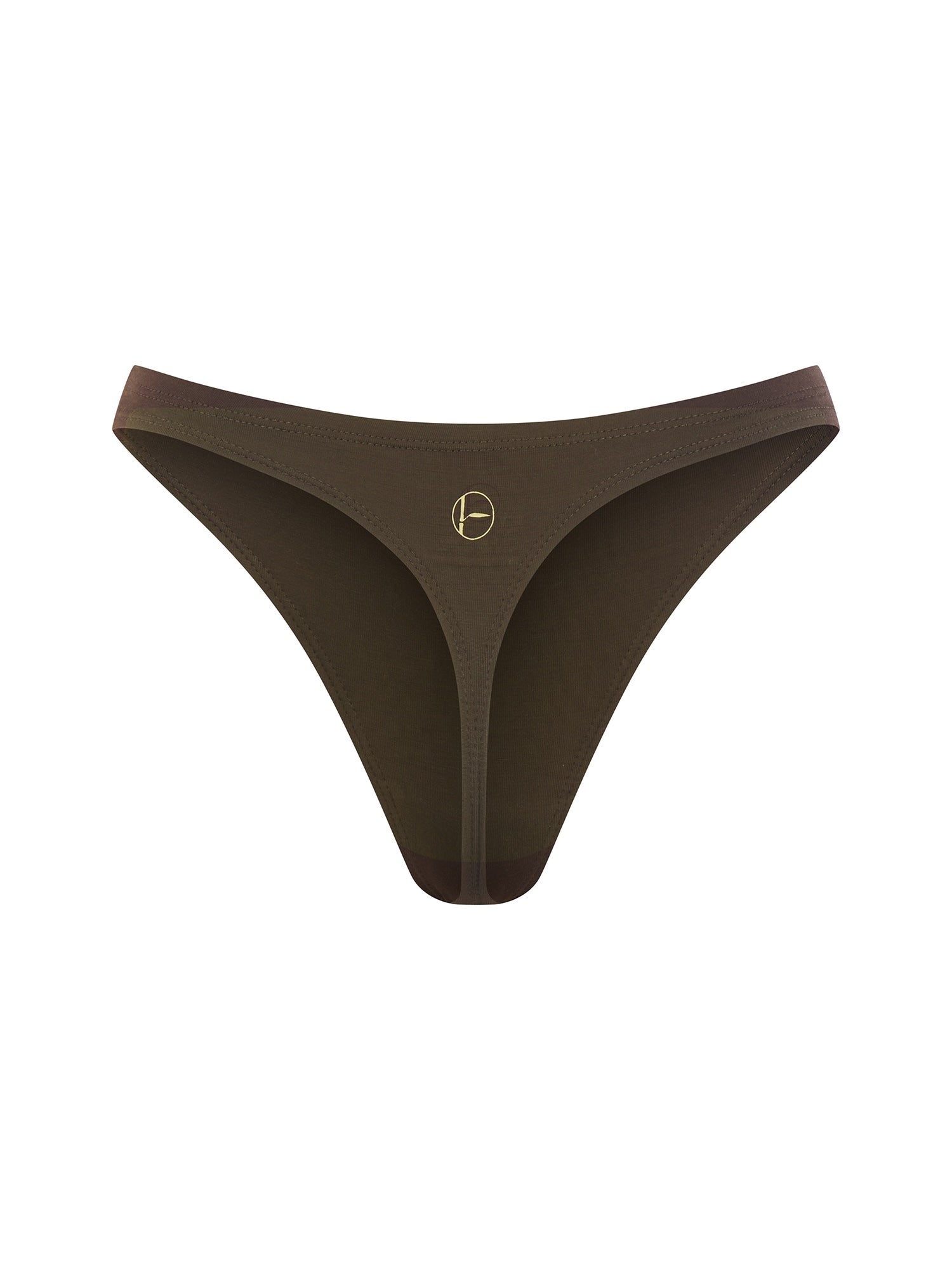 Bamboo cocoa brown classic thong g-string underpants on a white background