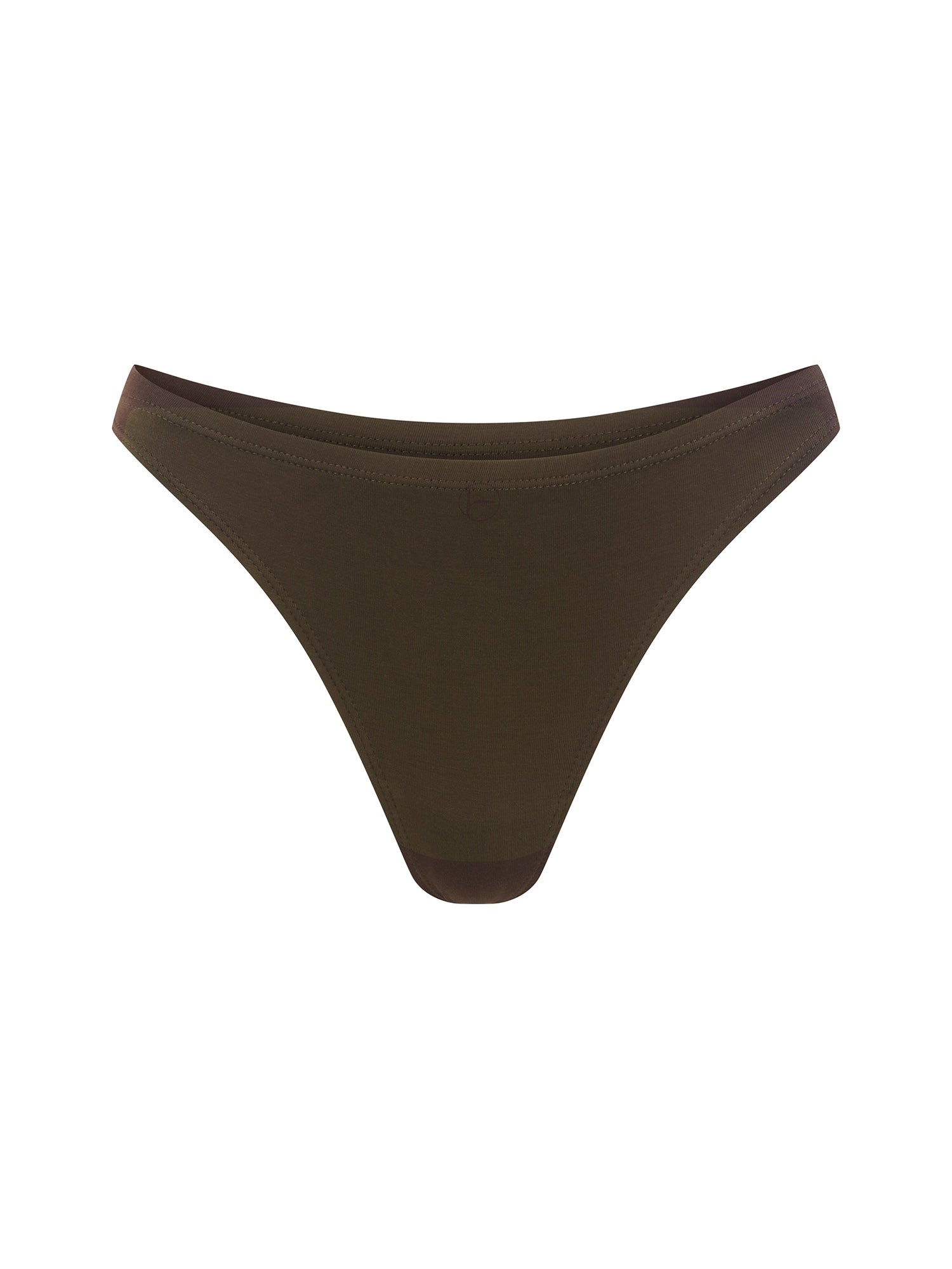 Bamboo cocoa brown classic thong g-string underpants on a white background
