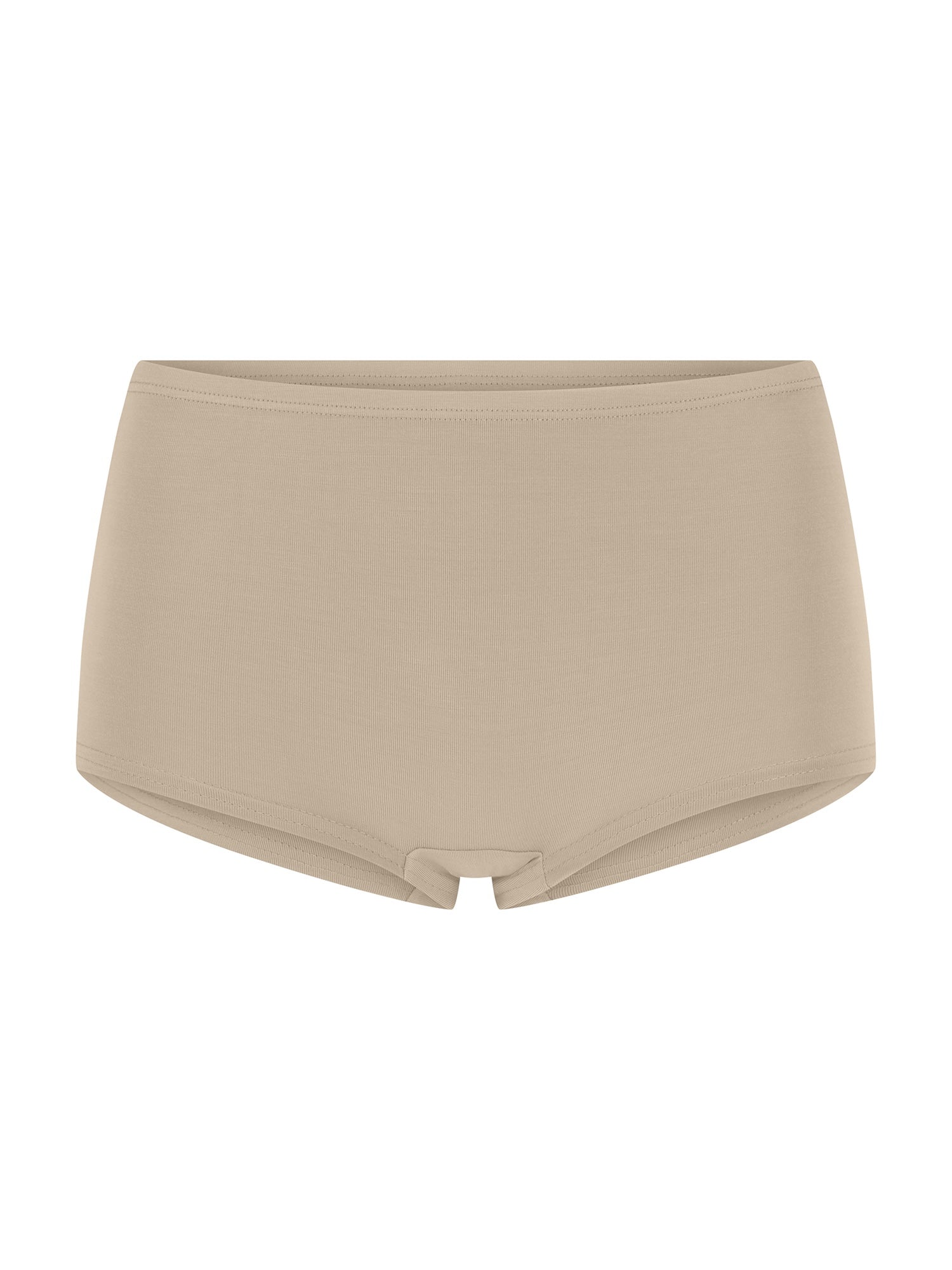Beige high-waisted boyleg underwear on a white background