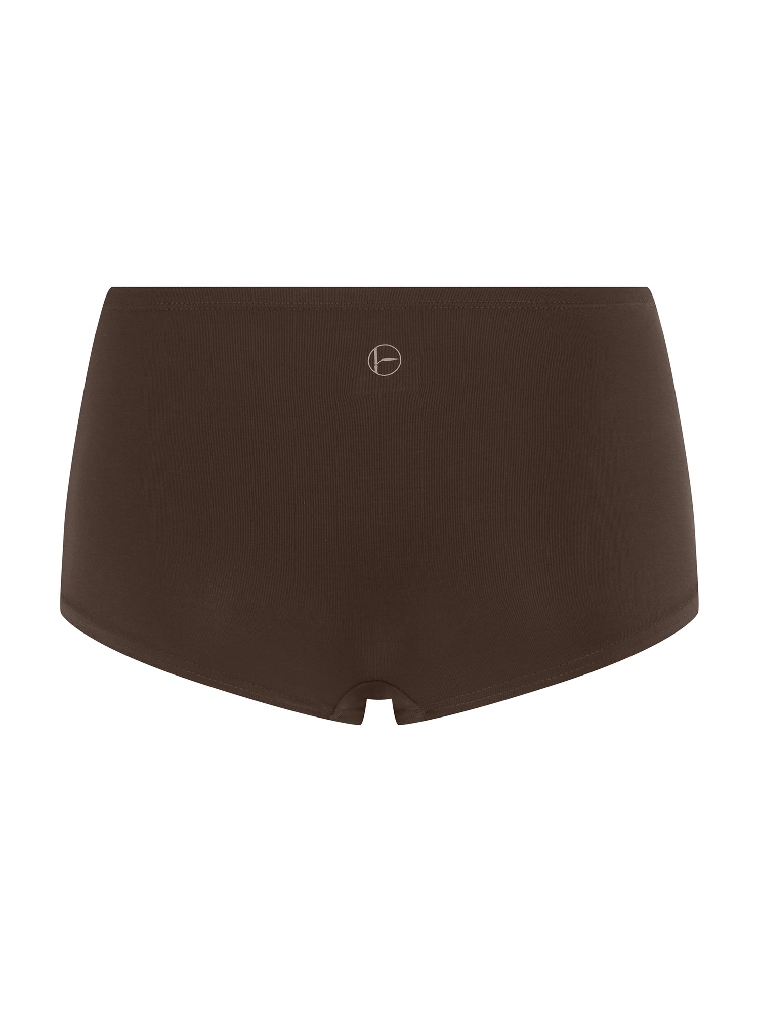 Brown high-waisted boyleg underwear on a white background