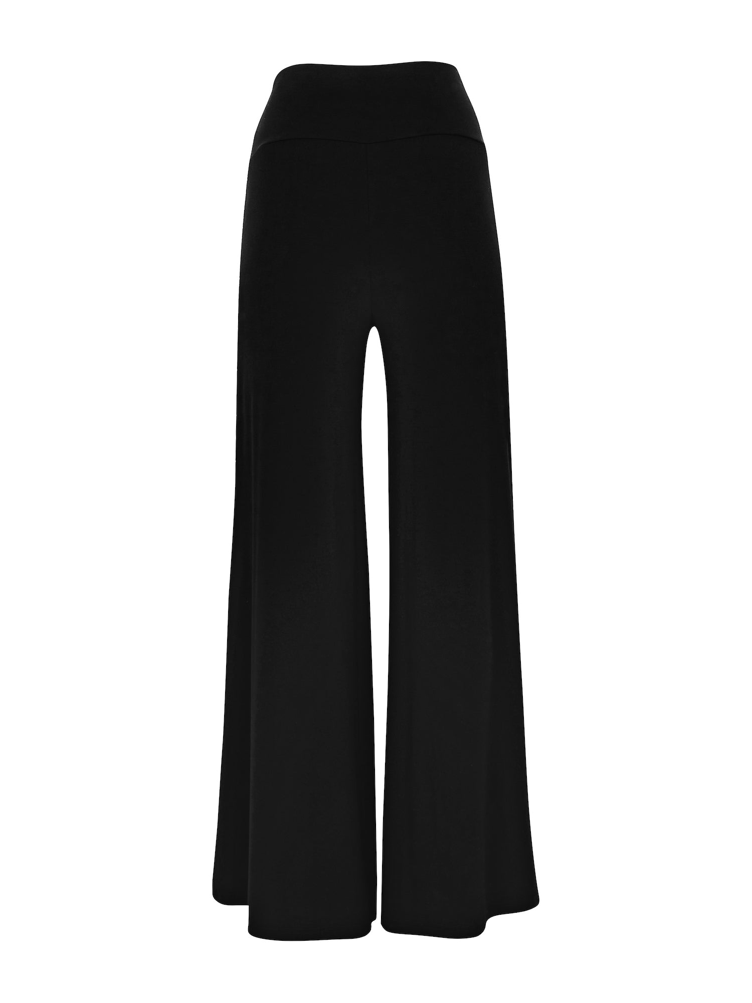 Bamboo black wide-leg palazzo pants on a white background