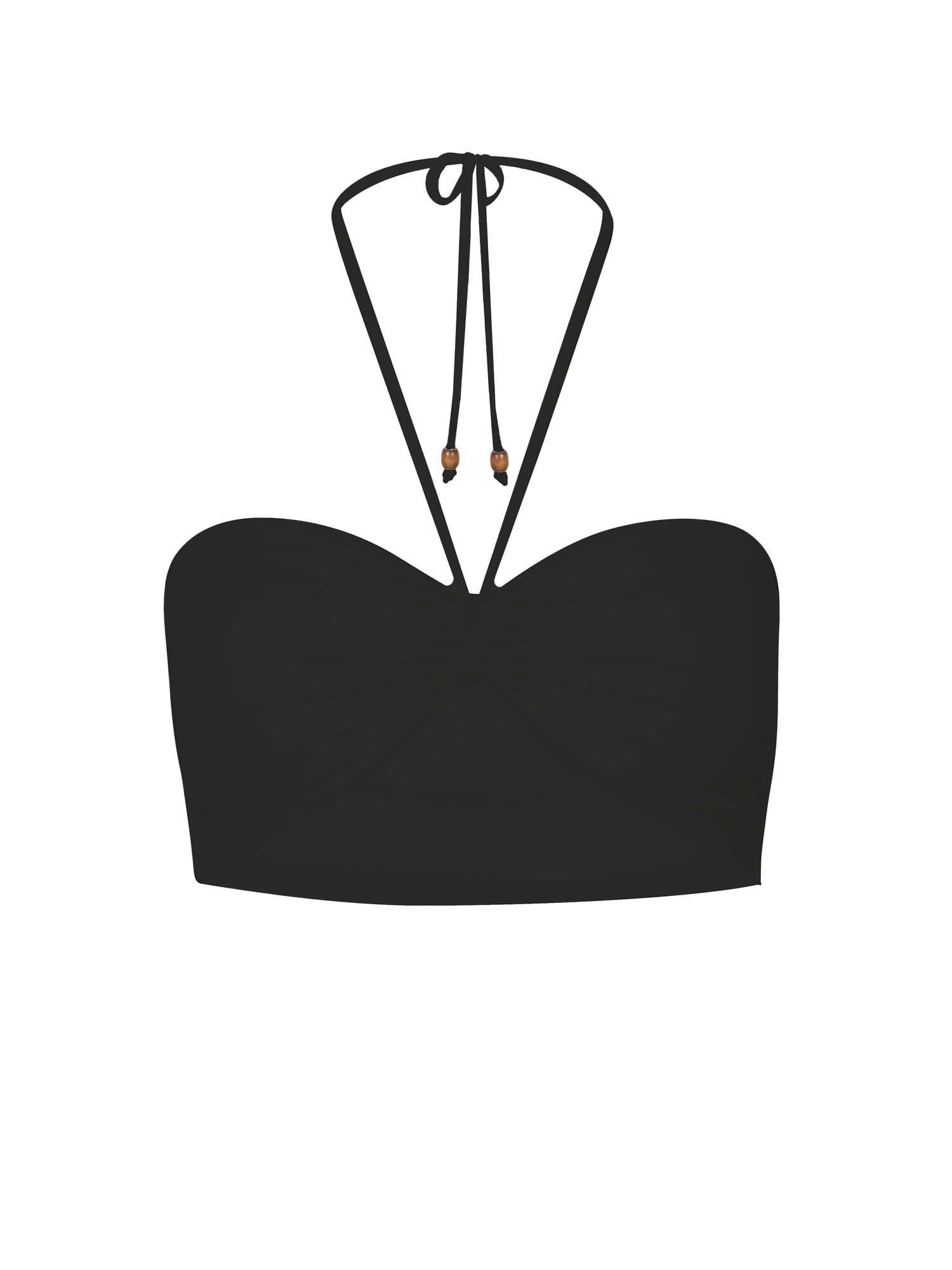 Black boob tube top, bandeau/strapless bra with side ruching support, women's bamboo clothing