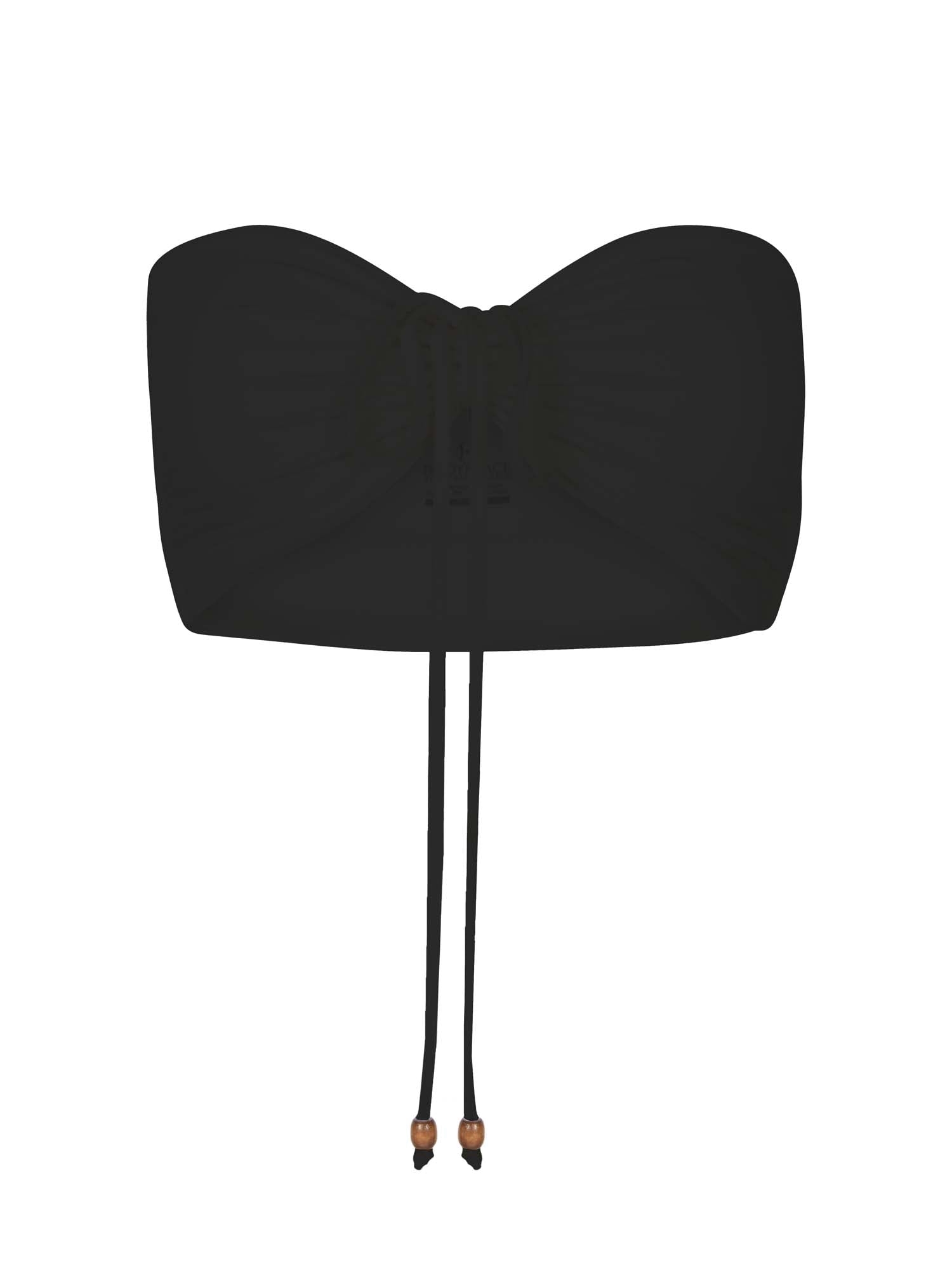 Black boob tube top, bandeau/strapless bra with side ruching support, women's bamboo clothing