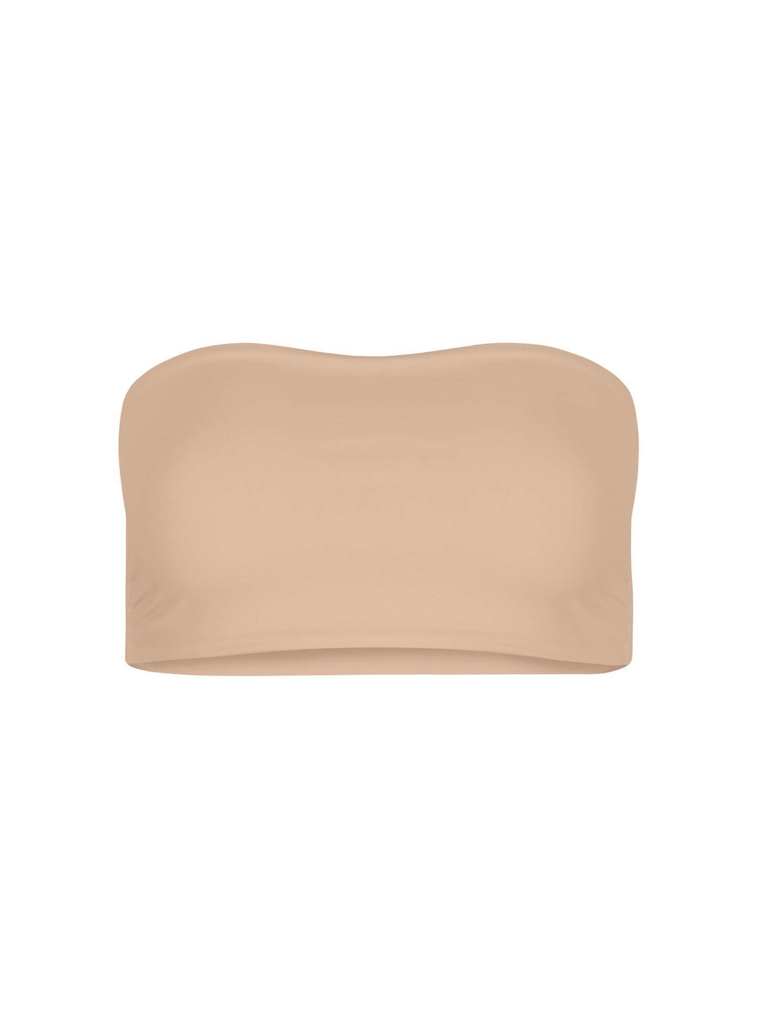 Caramel brown boob tube top, bandeau/strapless bra with side ruching support, women's bamboo clothing