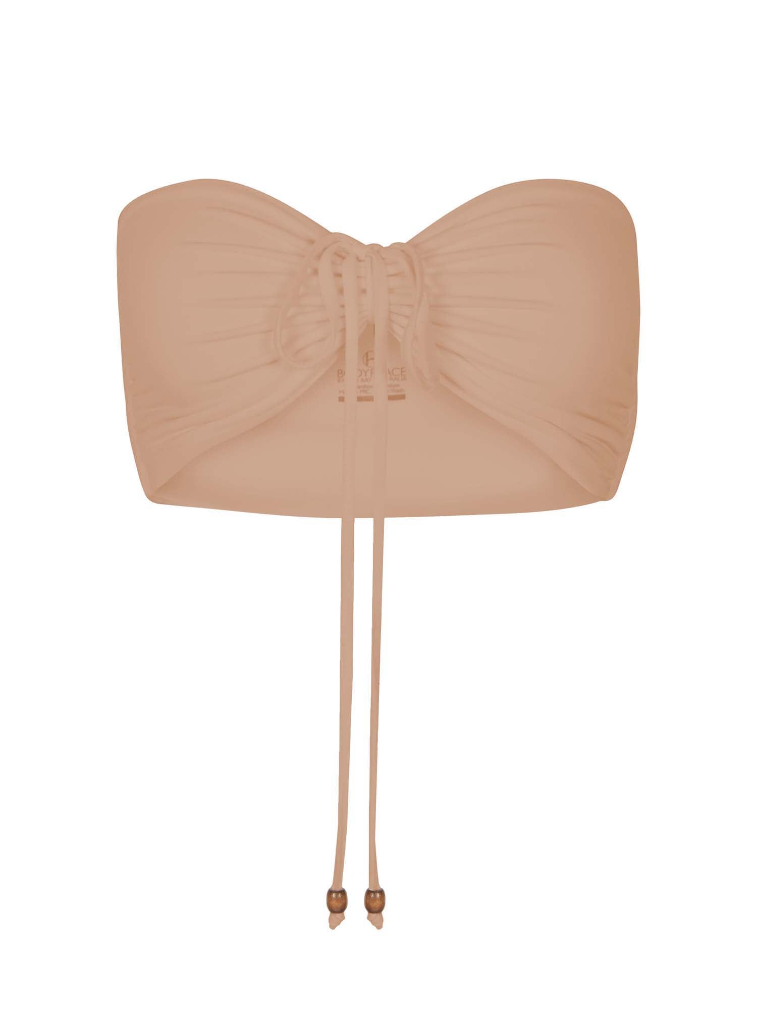 Caramel brown boob tube top, bandeau/strapless bra with side ruching support, women's bamboo clothing