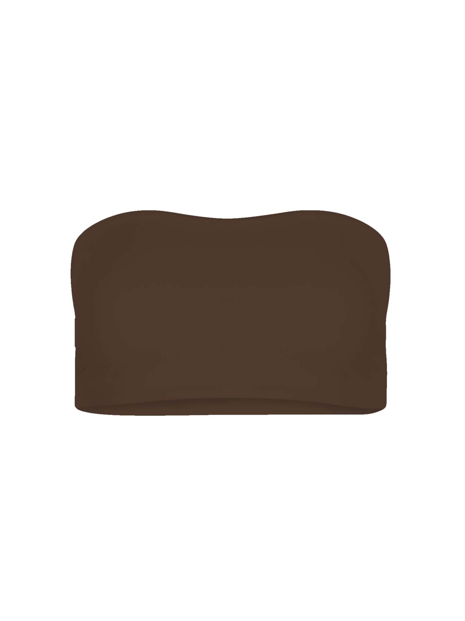 Cocoa brown boob tube top, bandeau/strapless bra with side ruching support, women's bamboo clothing