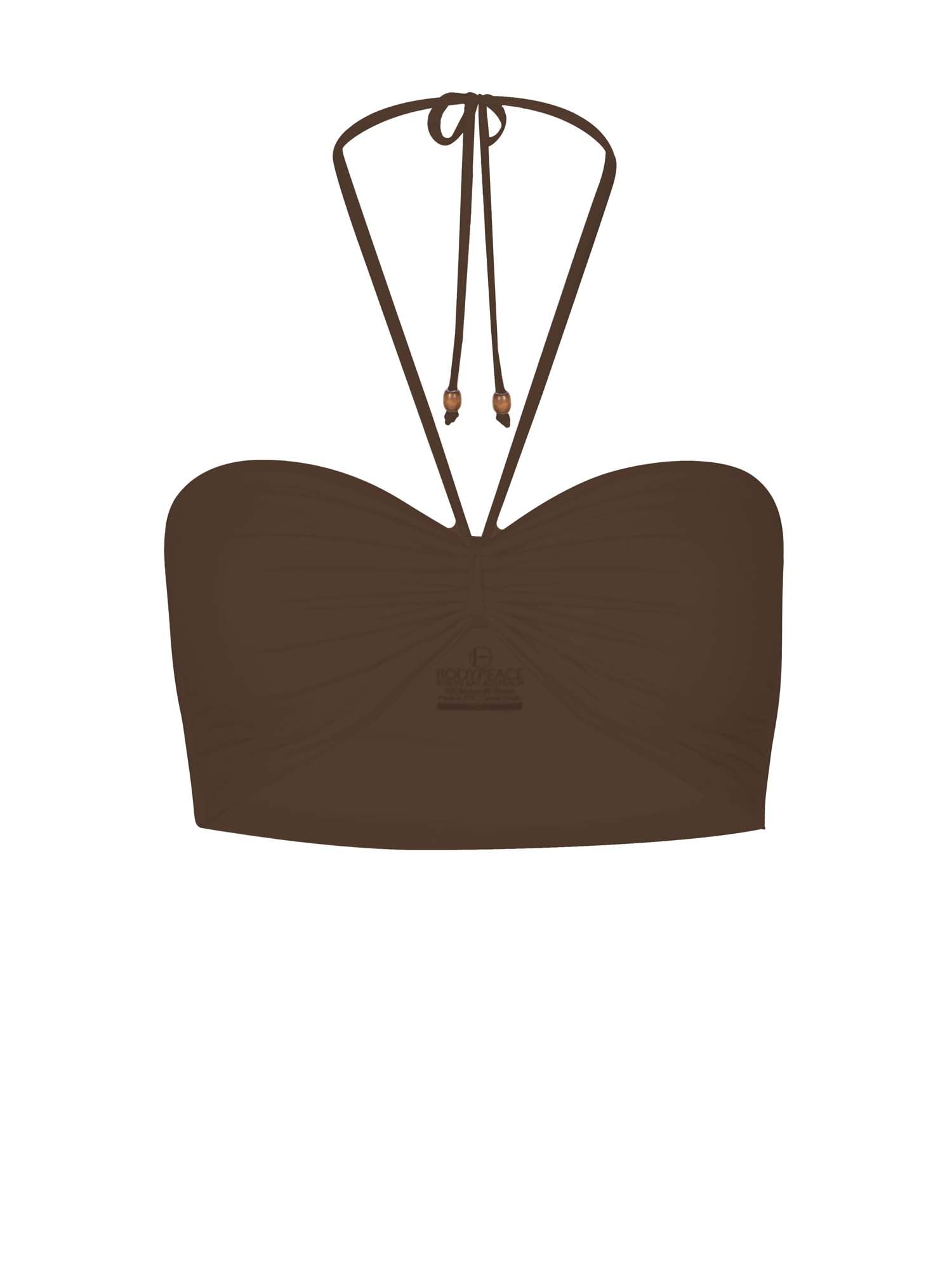 Cocoa brown boob tube top, bandeau/strapless bra with side ruching support, women's bamboo clothing