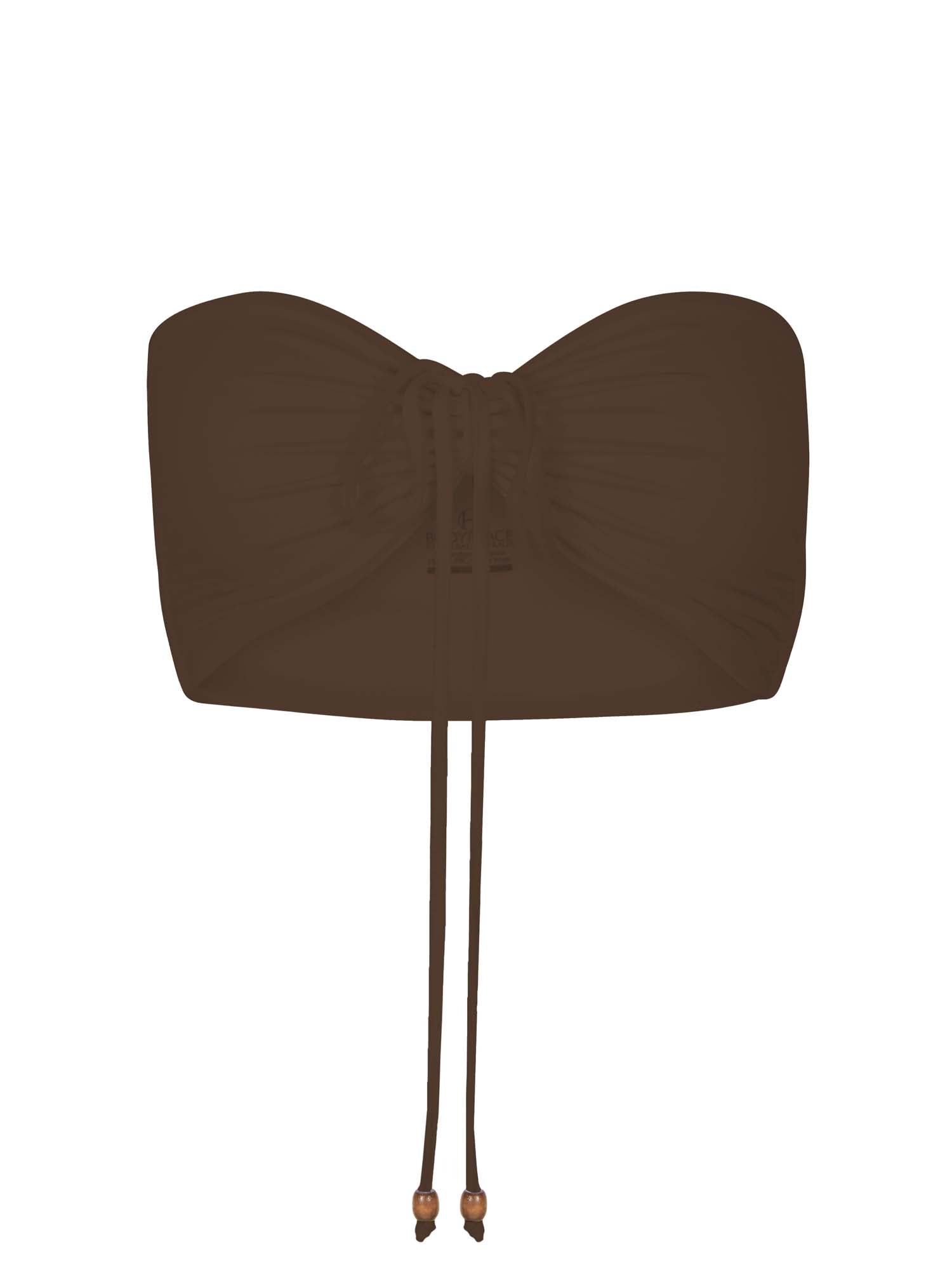 Cocoa brown boob tube top, bandeau/strapless bra with side ruching support, women's bamboo clothing