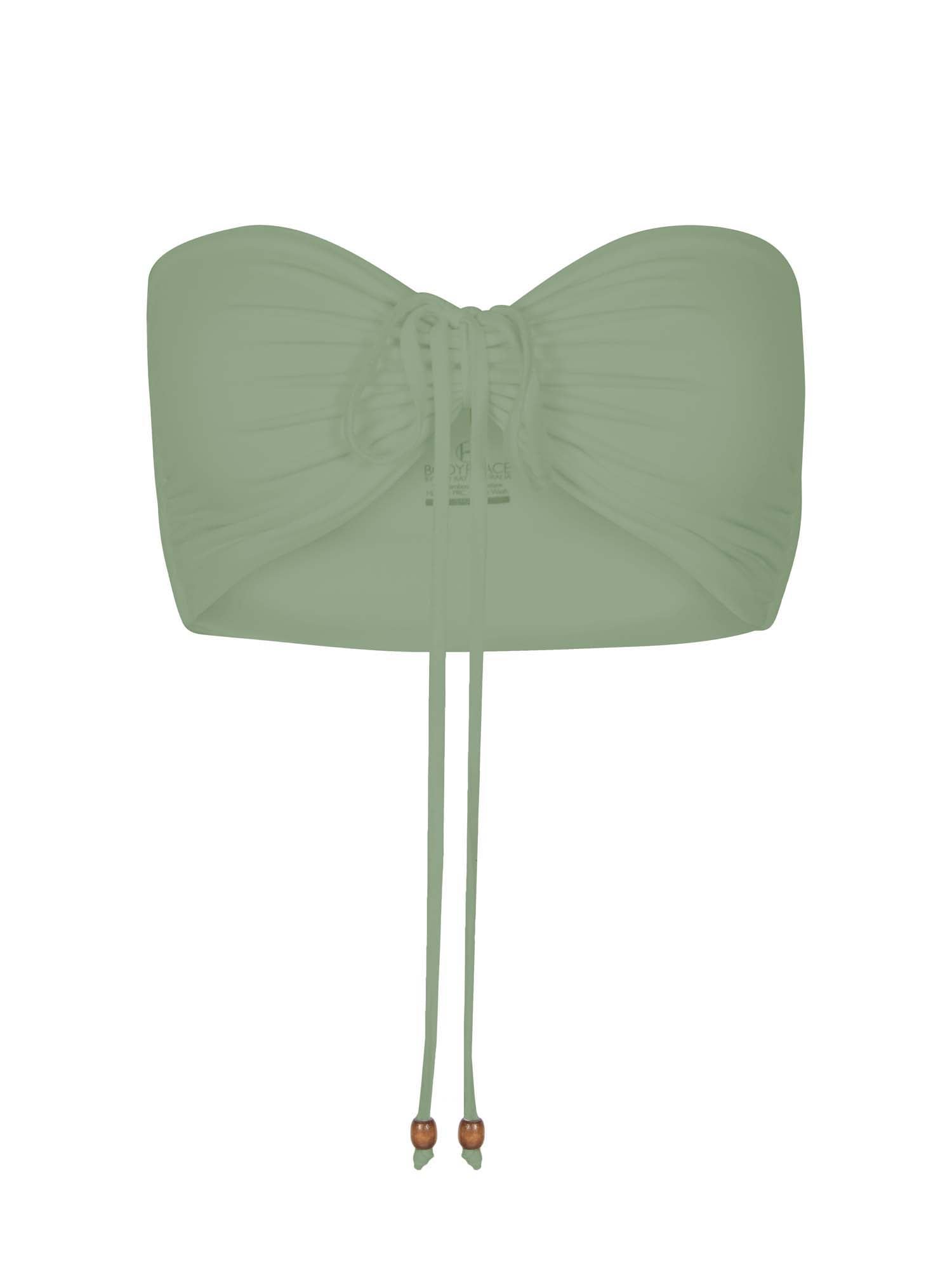 Eucalyptus green boob tube top, bandeau/strapless bra with side ruching support, women's bamboo clothing