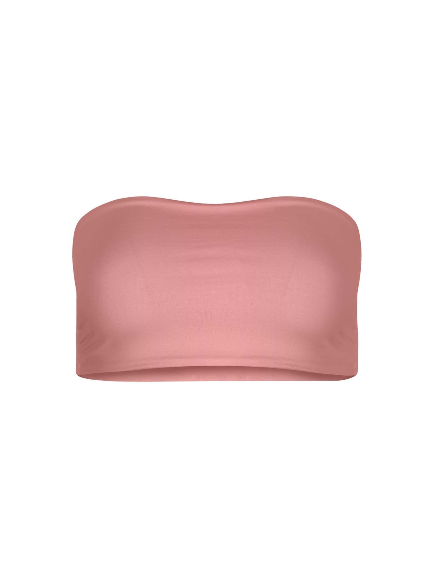 Pink clay boob tube top, bandeau/strapless bra with side ruching support, women's bamboo clothing
