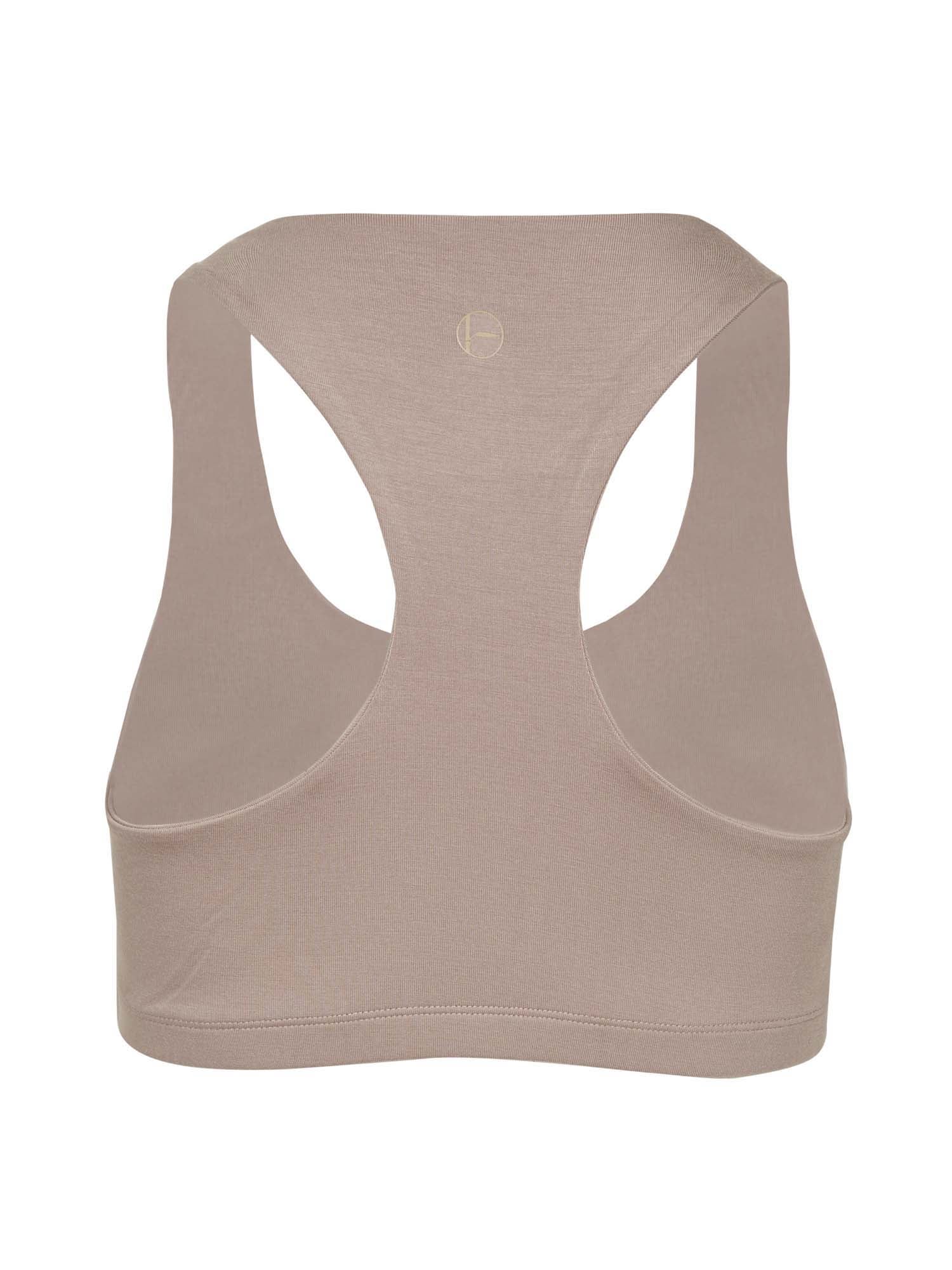 Caramel racer back bra with double layered fabric, sports bra, wireless bra, women's bamboo underwear